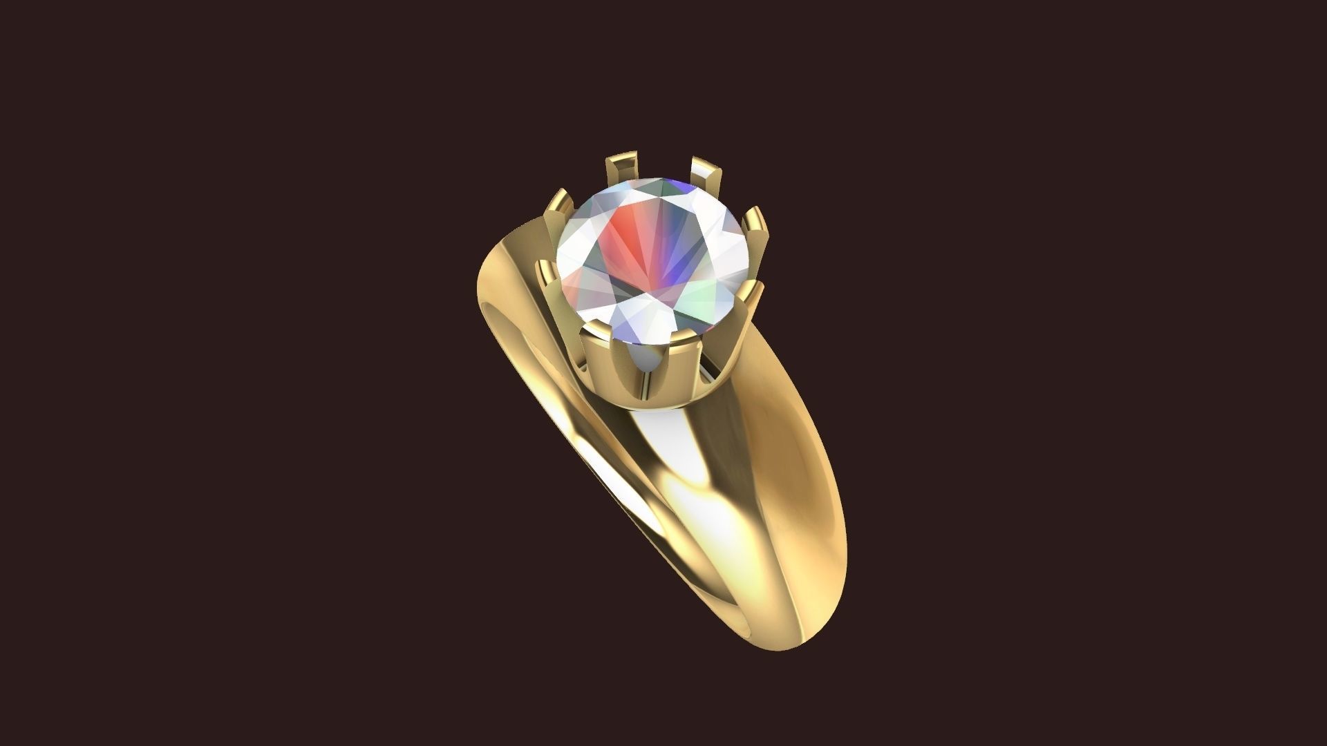 4 sizes 1 carat solitaire crown ring stl verified 3D print model_30