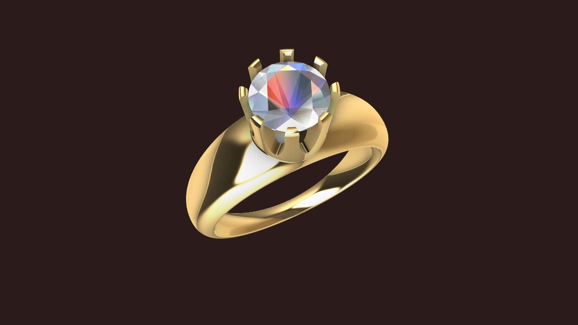 4 sizes 1 carat solitaire crown ring stl verified 3D print model_42