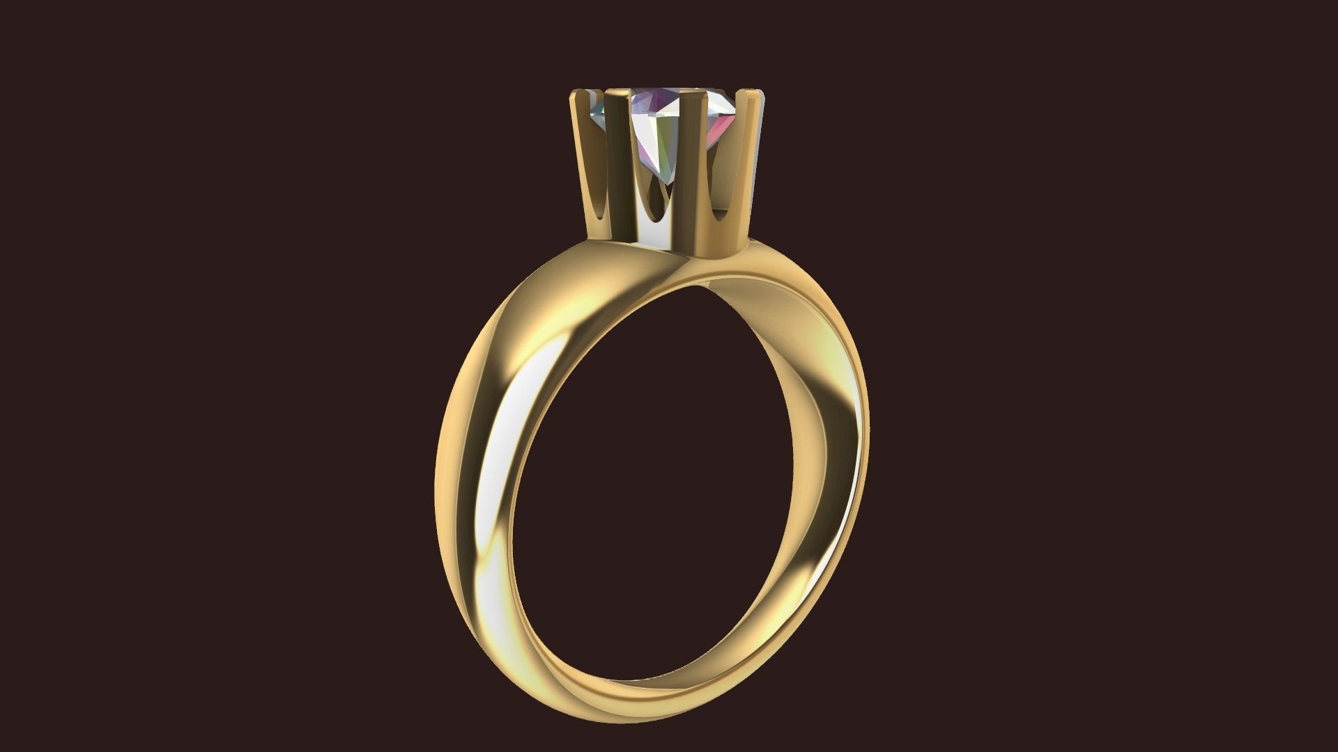 4 sizes 1 carat solitaire crown ring stl verified 3D print model_45