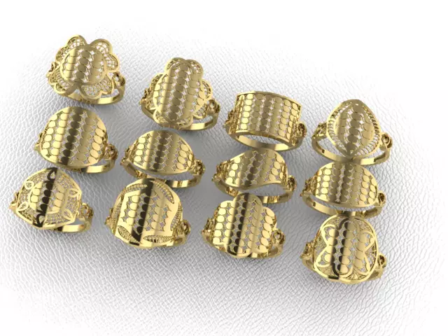 PACK OF 12 PLAIN RINGS 3D print model_0