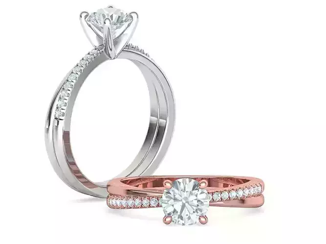 1ct Solitaire Ring Classic Engagement Ring with Pave Setting  3D print model
