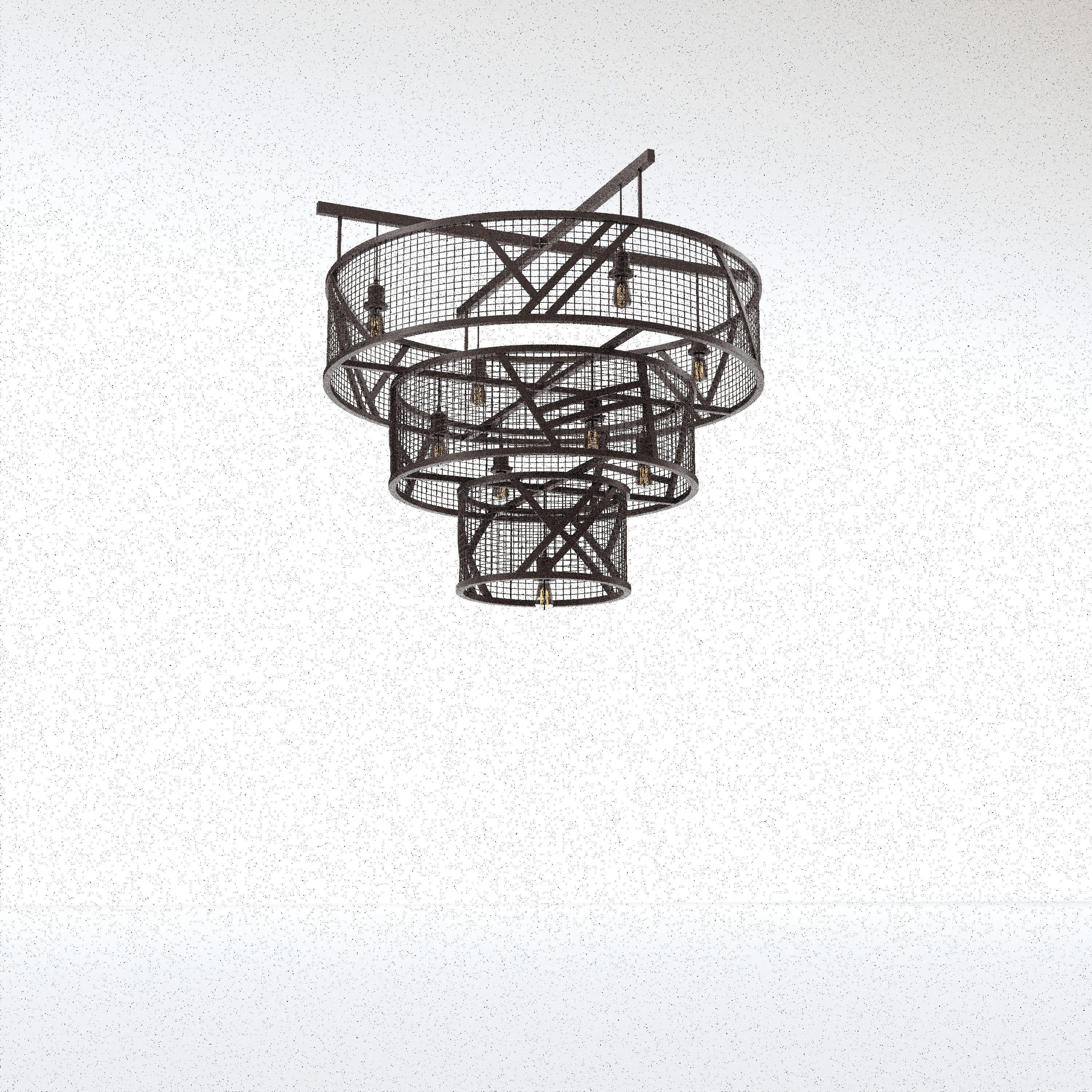 Wrought Iron Tiered Cage Light 3D model_12