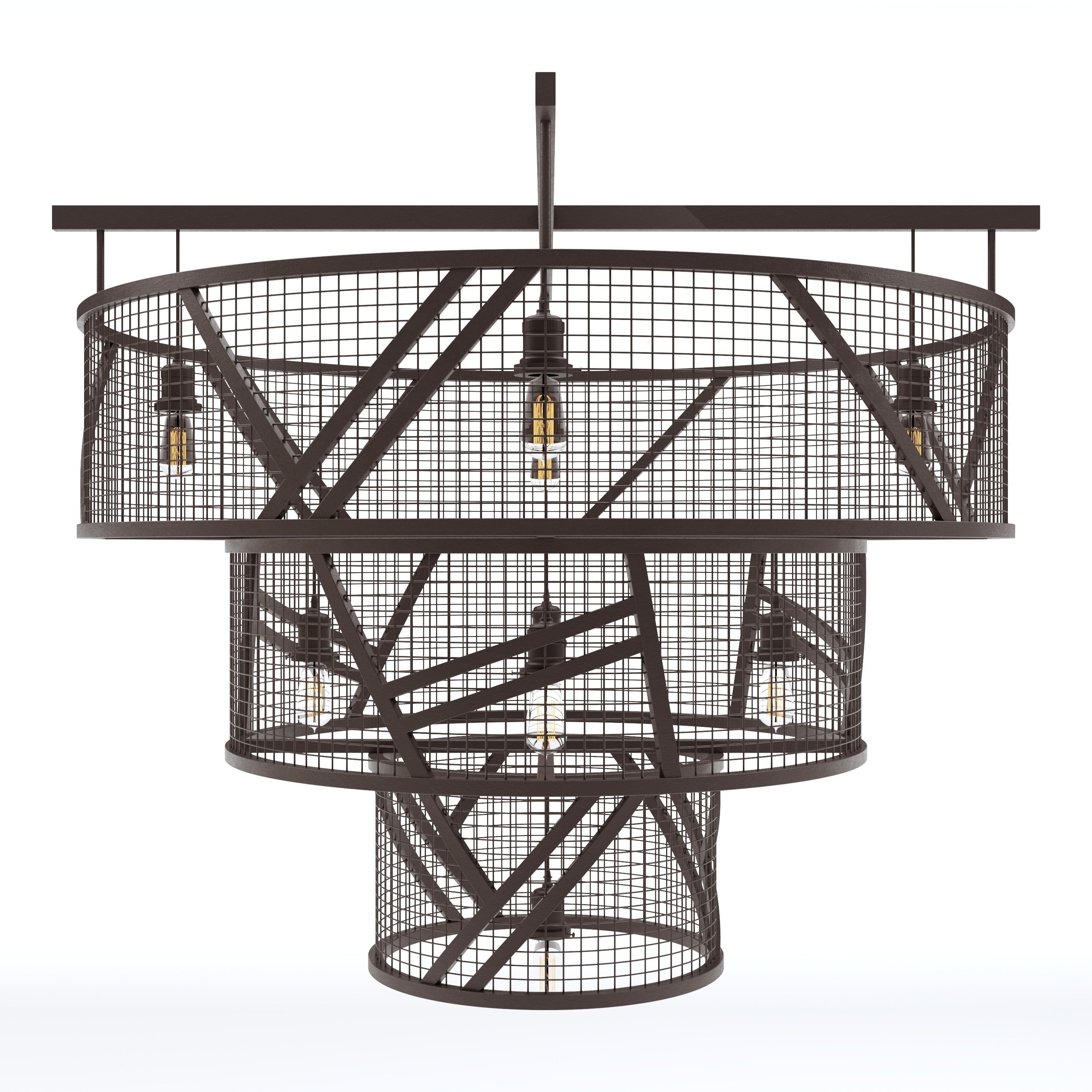 Wrought Iron Tiered Cage Light 3D model_2