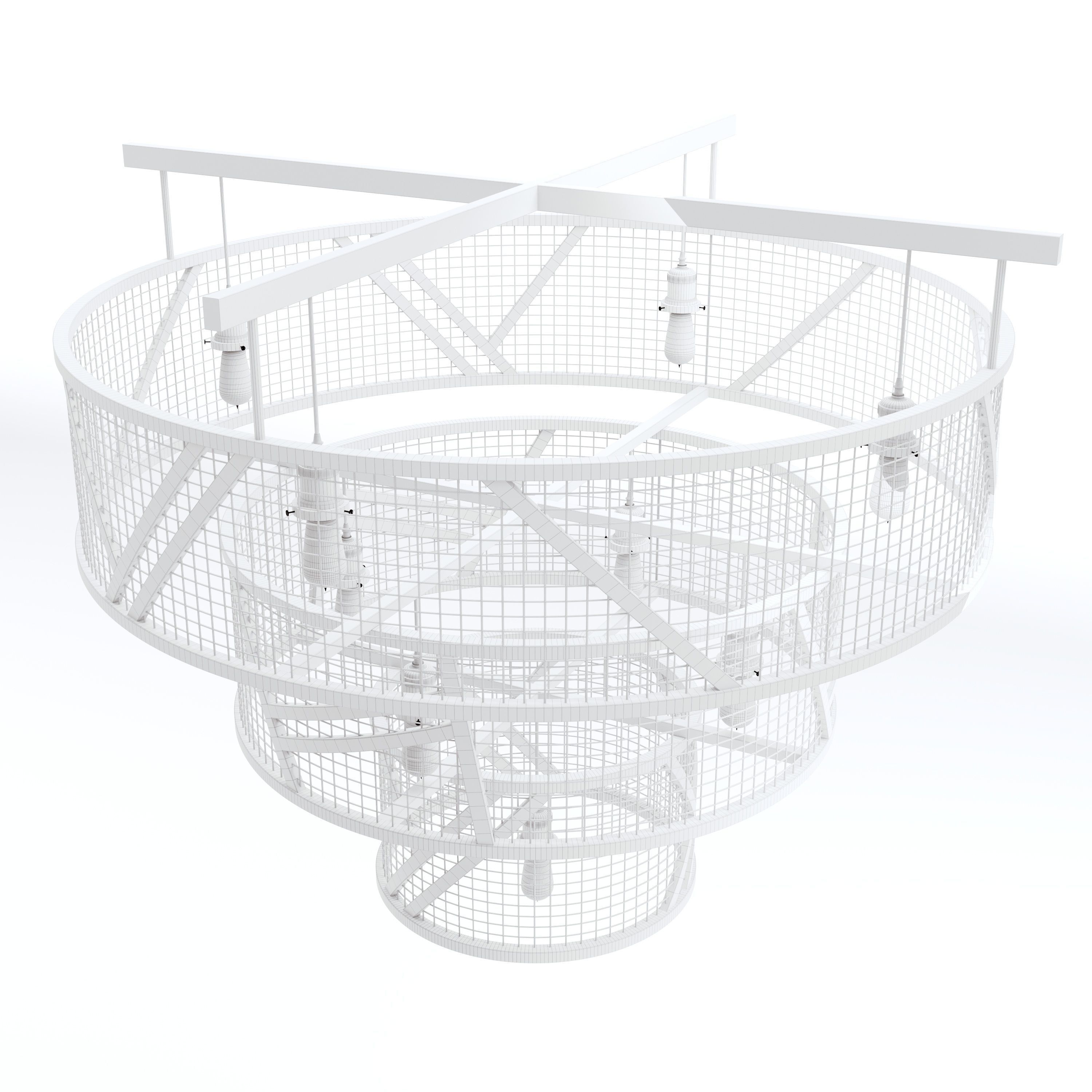Wrought Iron Tiered Cage Light 3D model_11