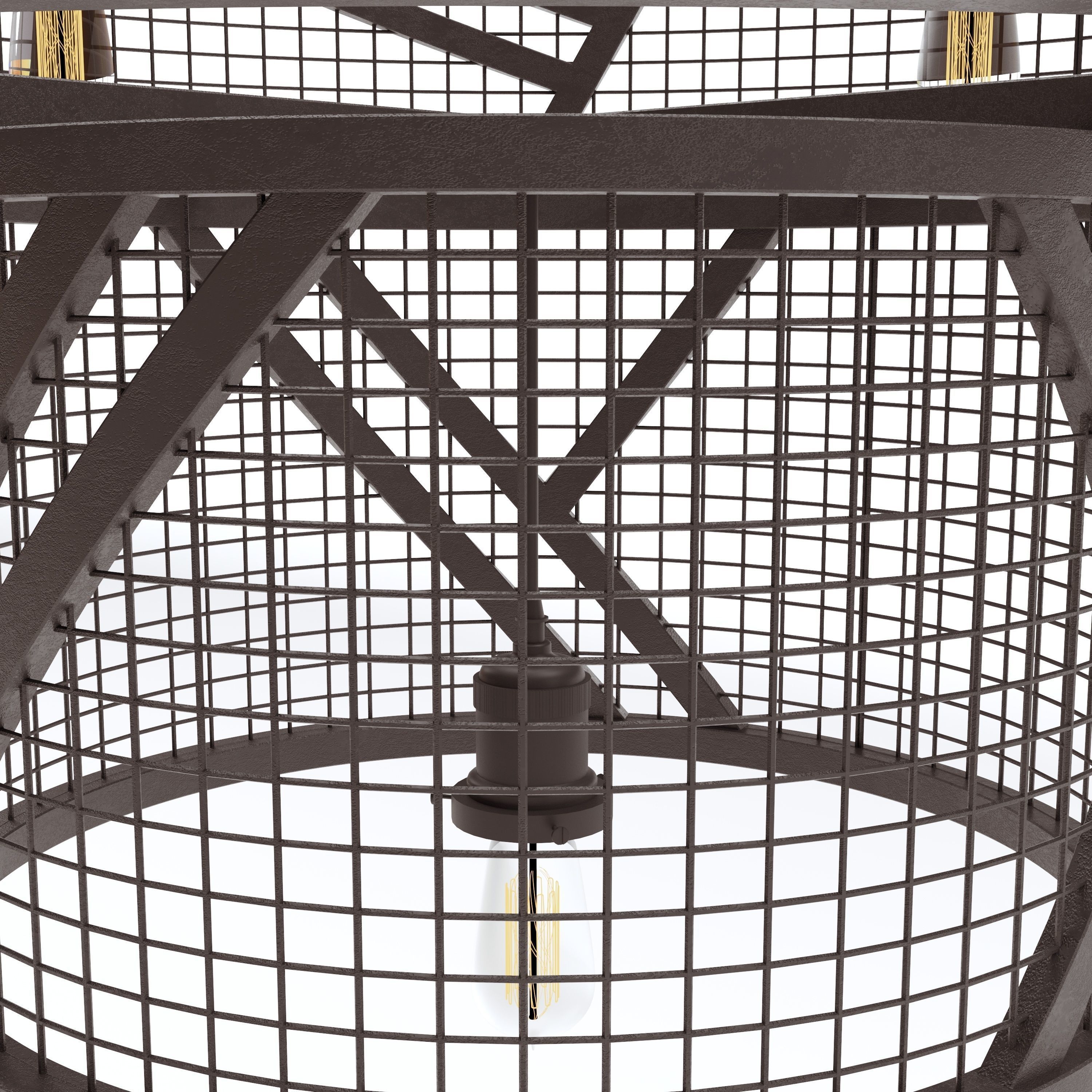 Wrought Iron Tiered Cage Light 3D model_6