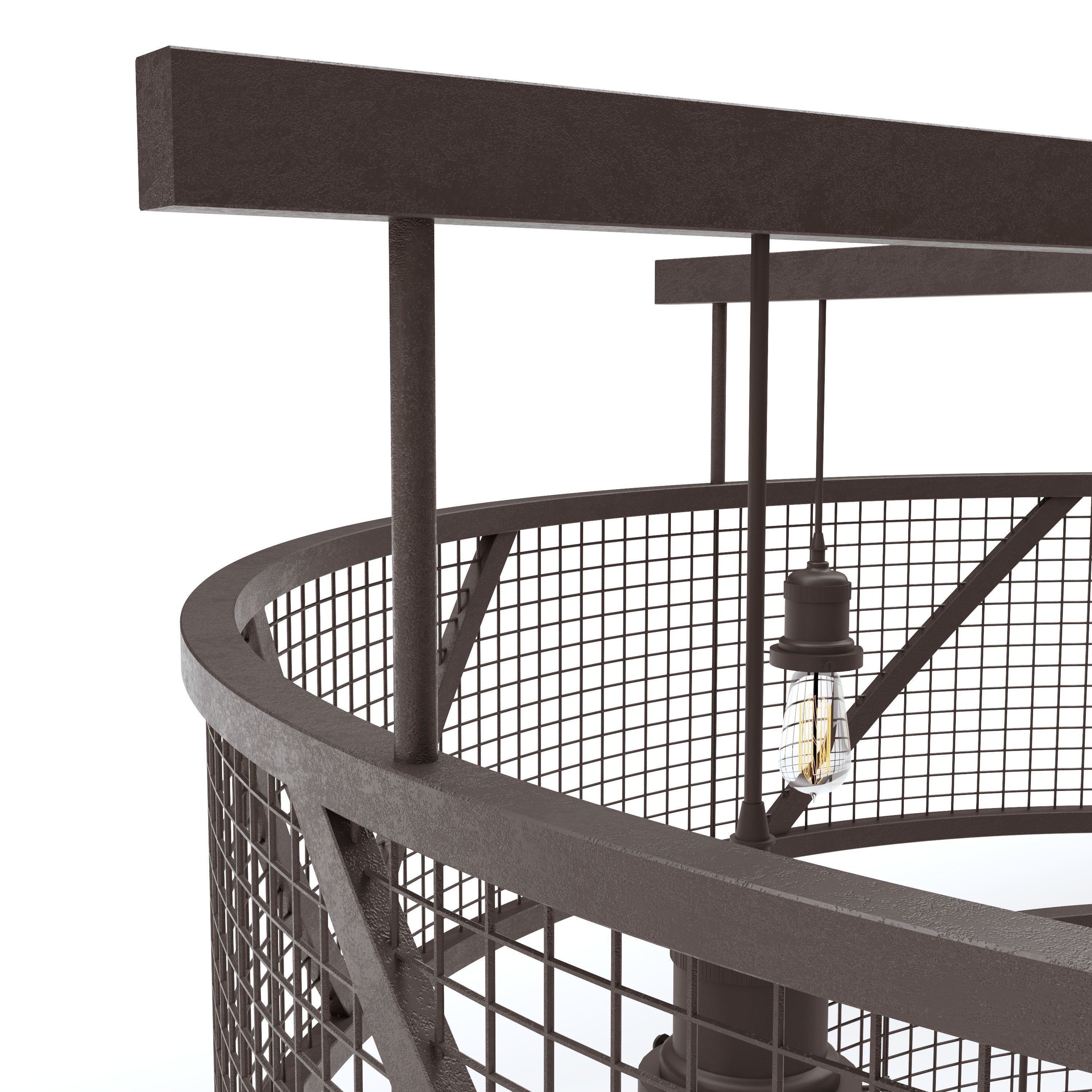 Wrought Iron Tiered Cage Light 3D model_9