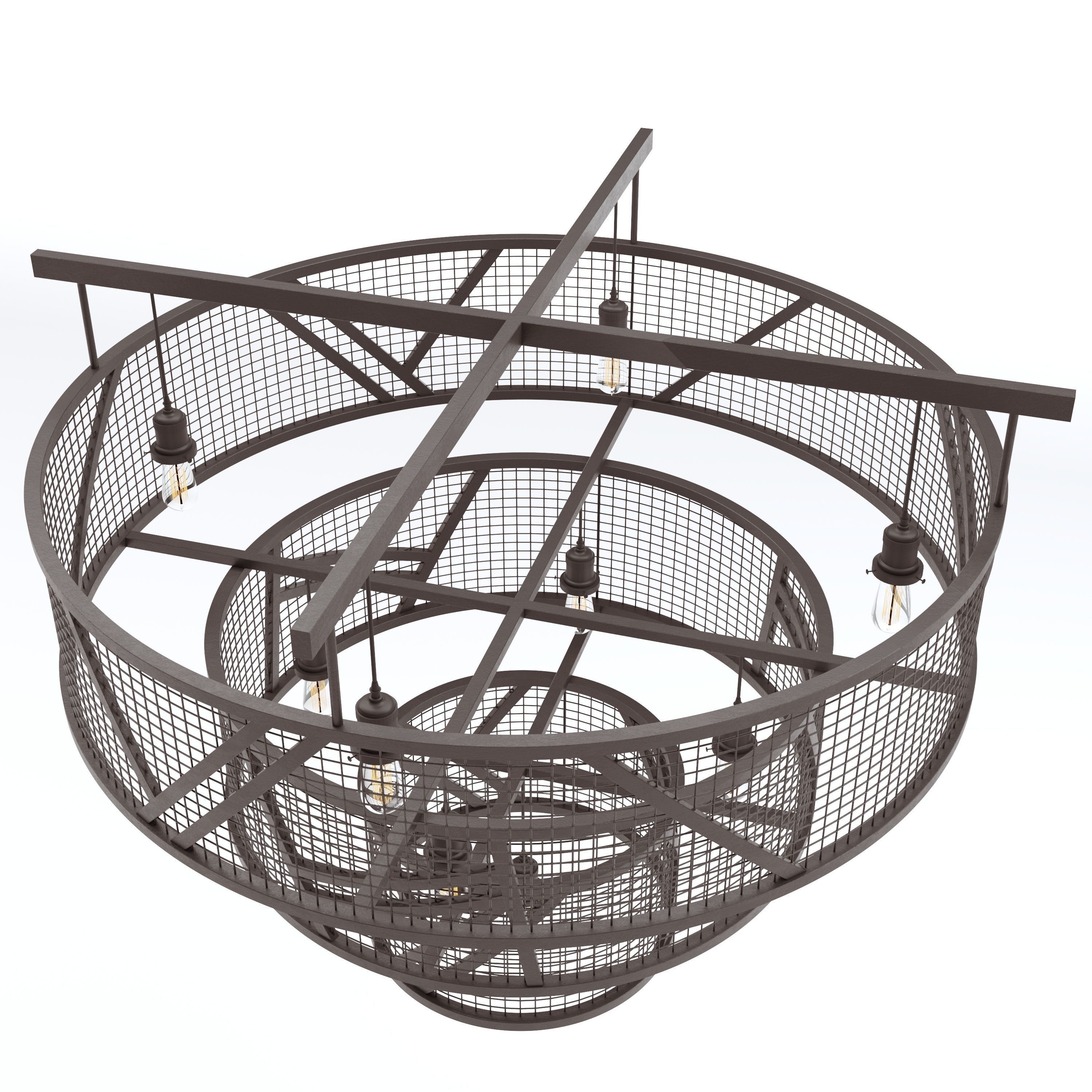 Wrought Iron Tiered Cage Light 3D model_8