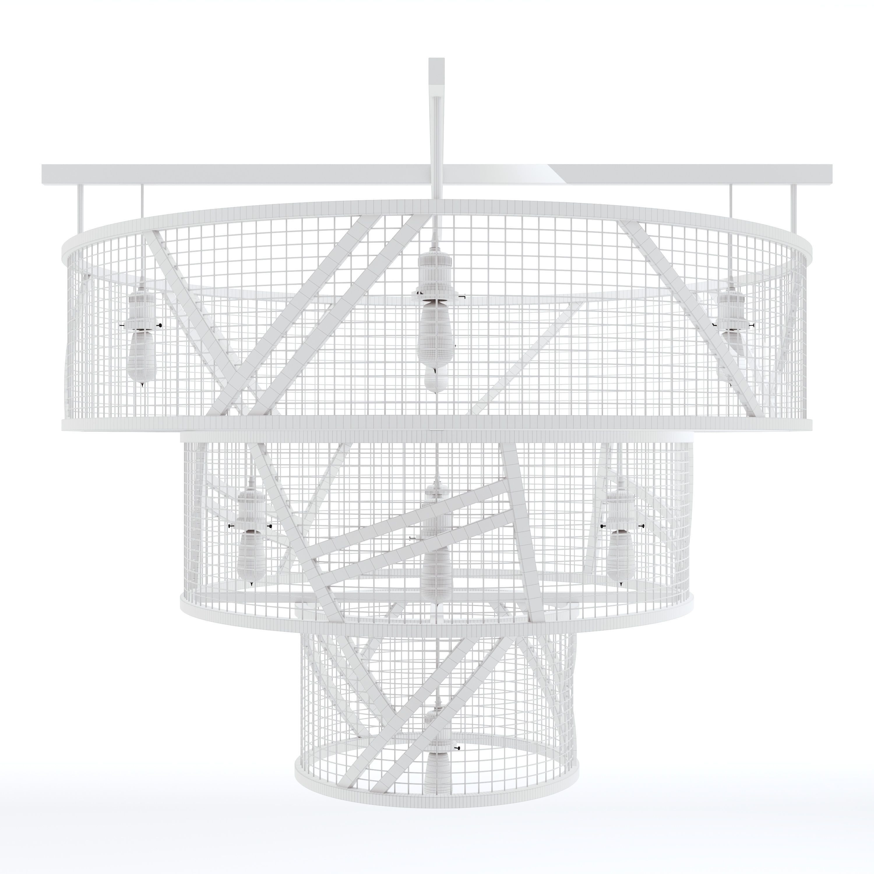 Wrought Iron Tiered Cage Light 3D model_10