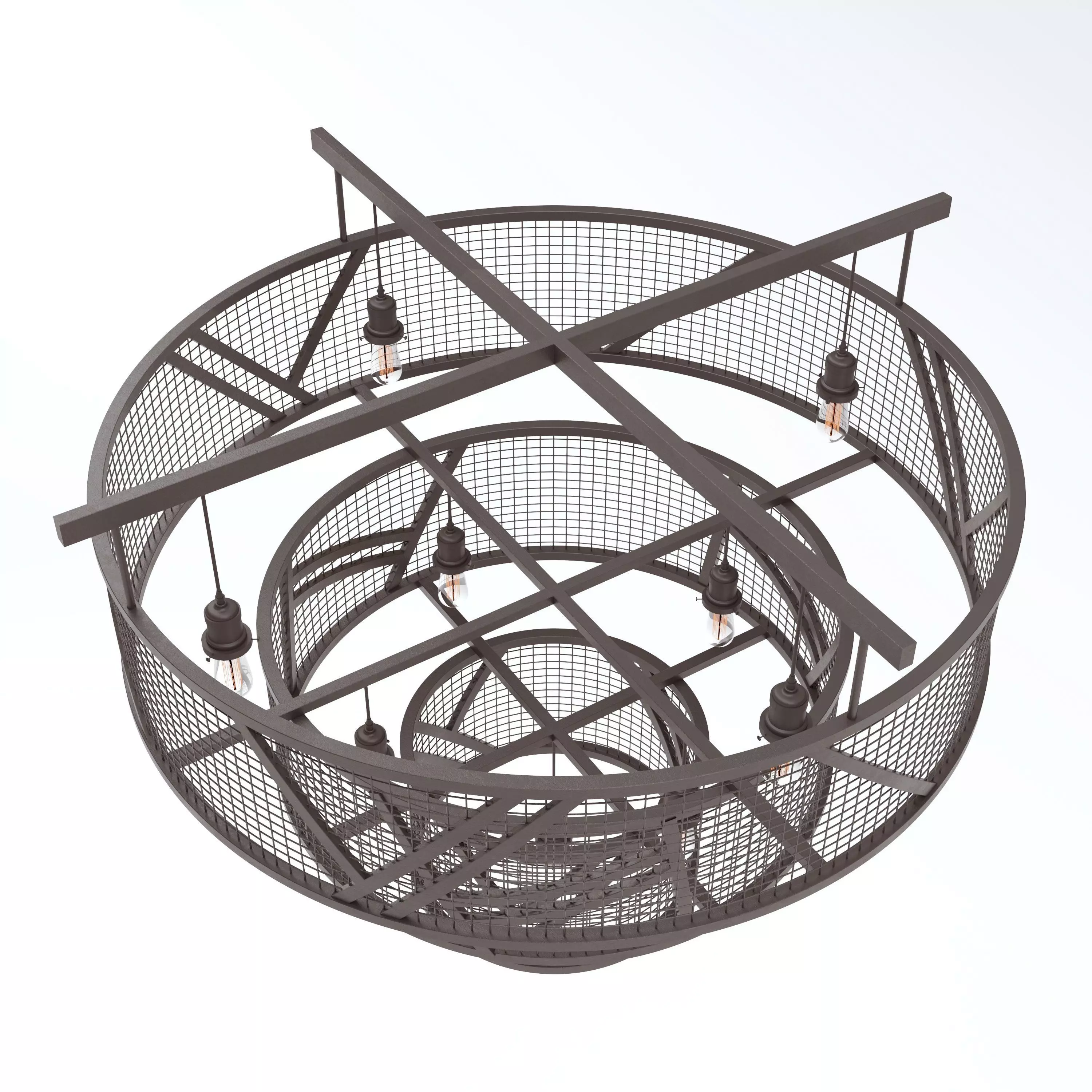 Wrought Iron Tiered Cage Light 3D model_0
