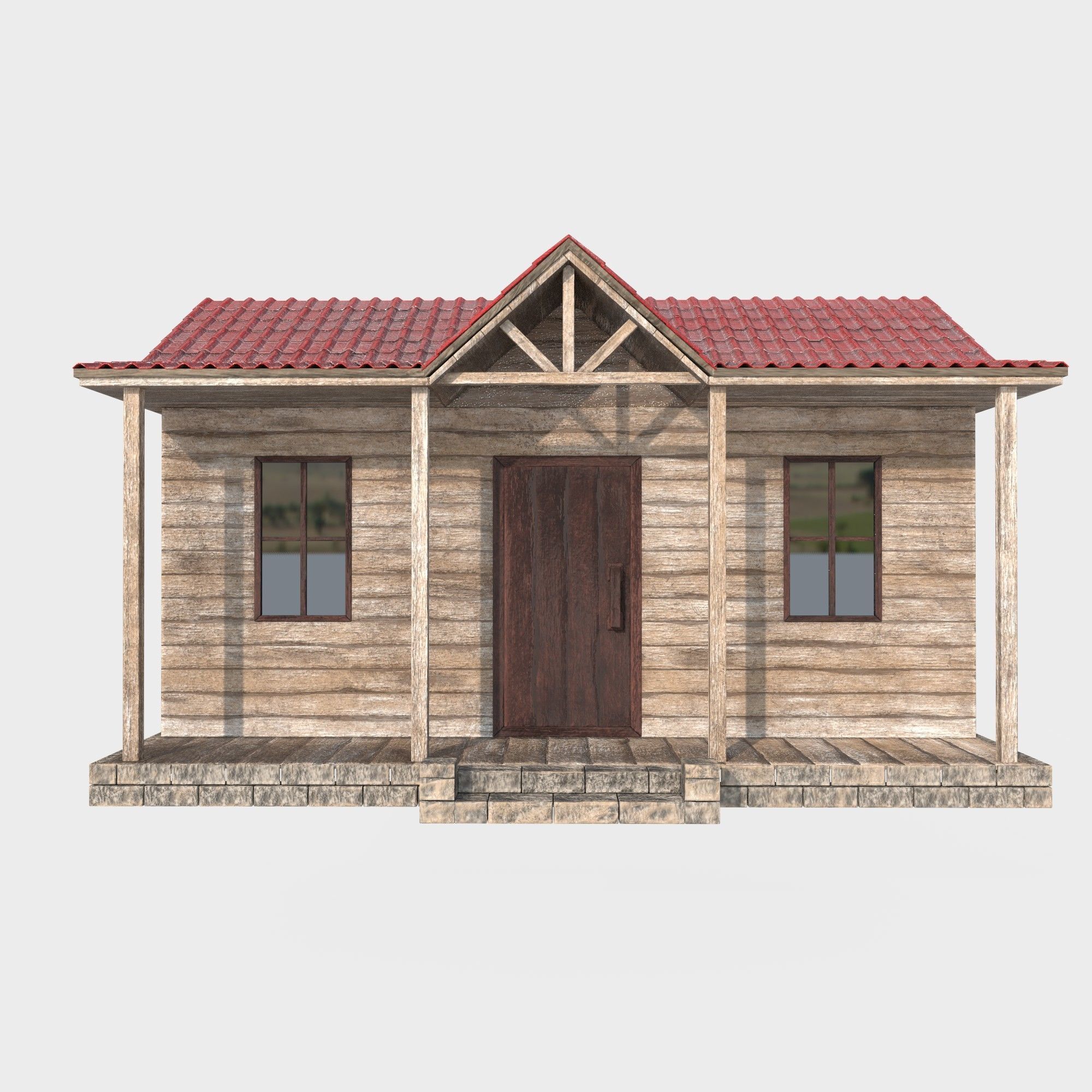 ranch house Low-poly 3D model_2