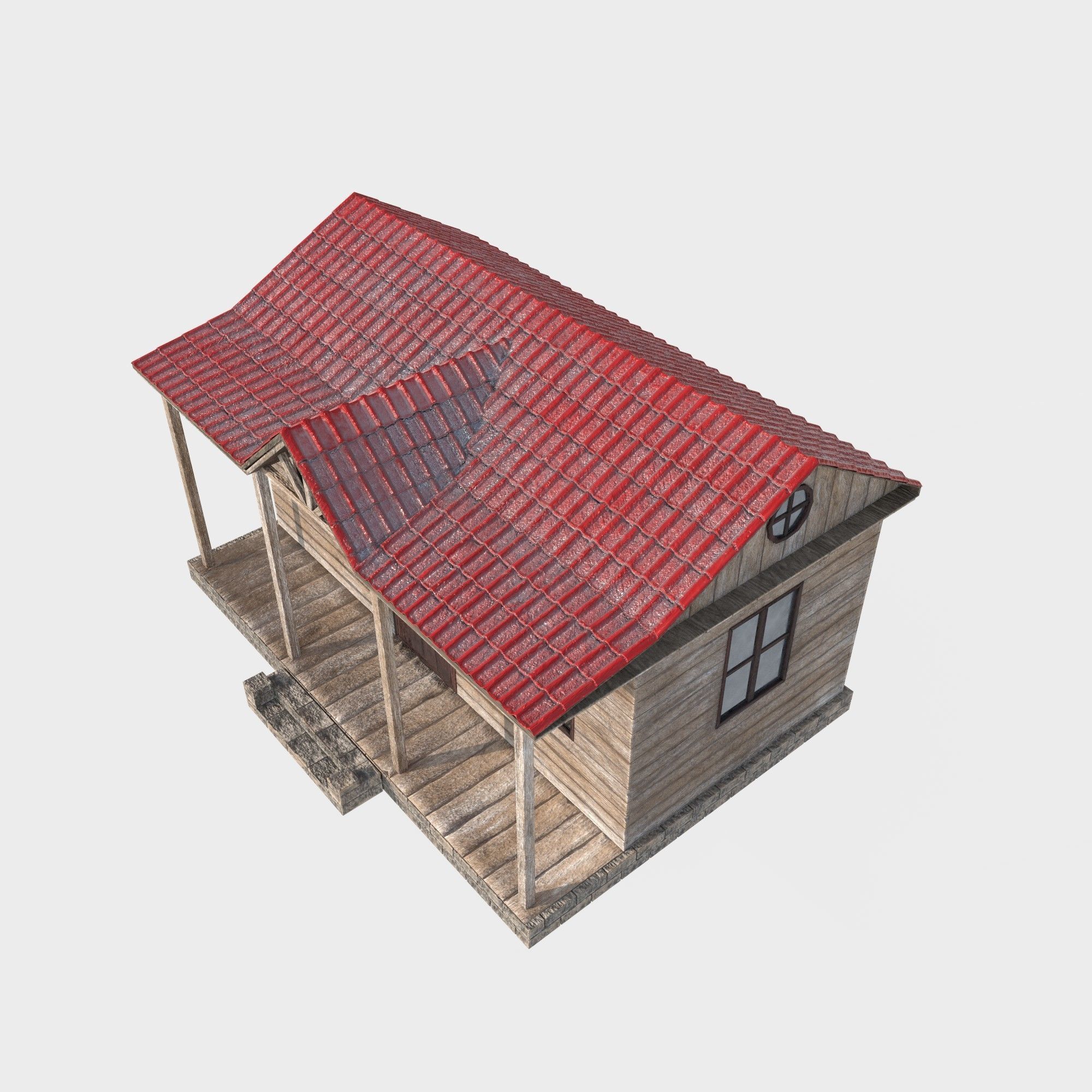 ranch house Low-poly 3D model_6