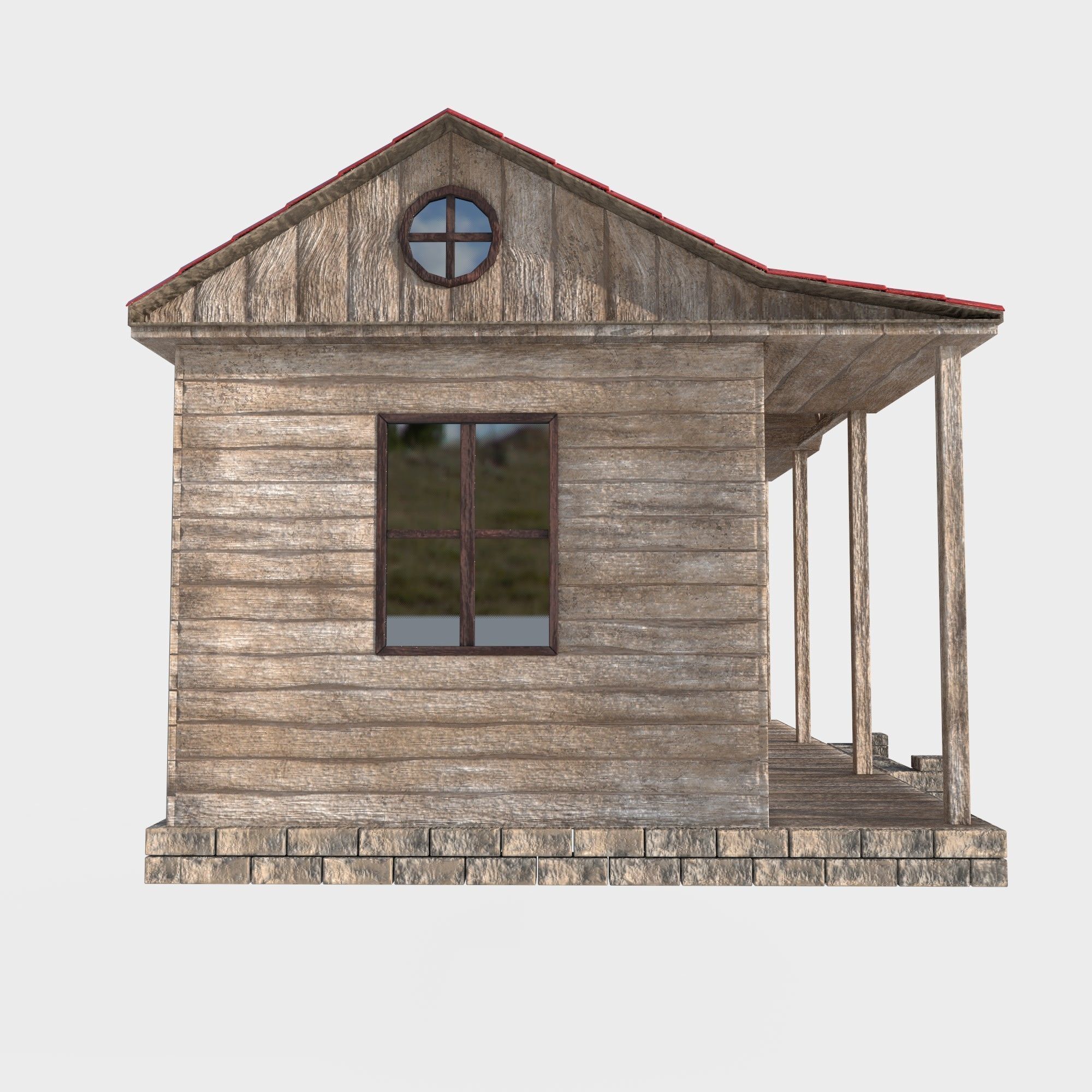 ranch house Low-poly 3D model_3