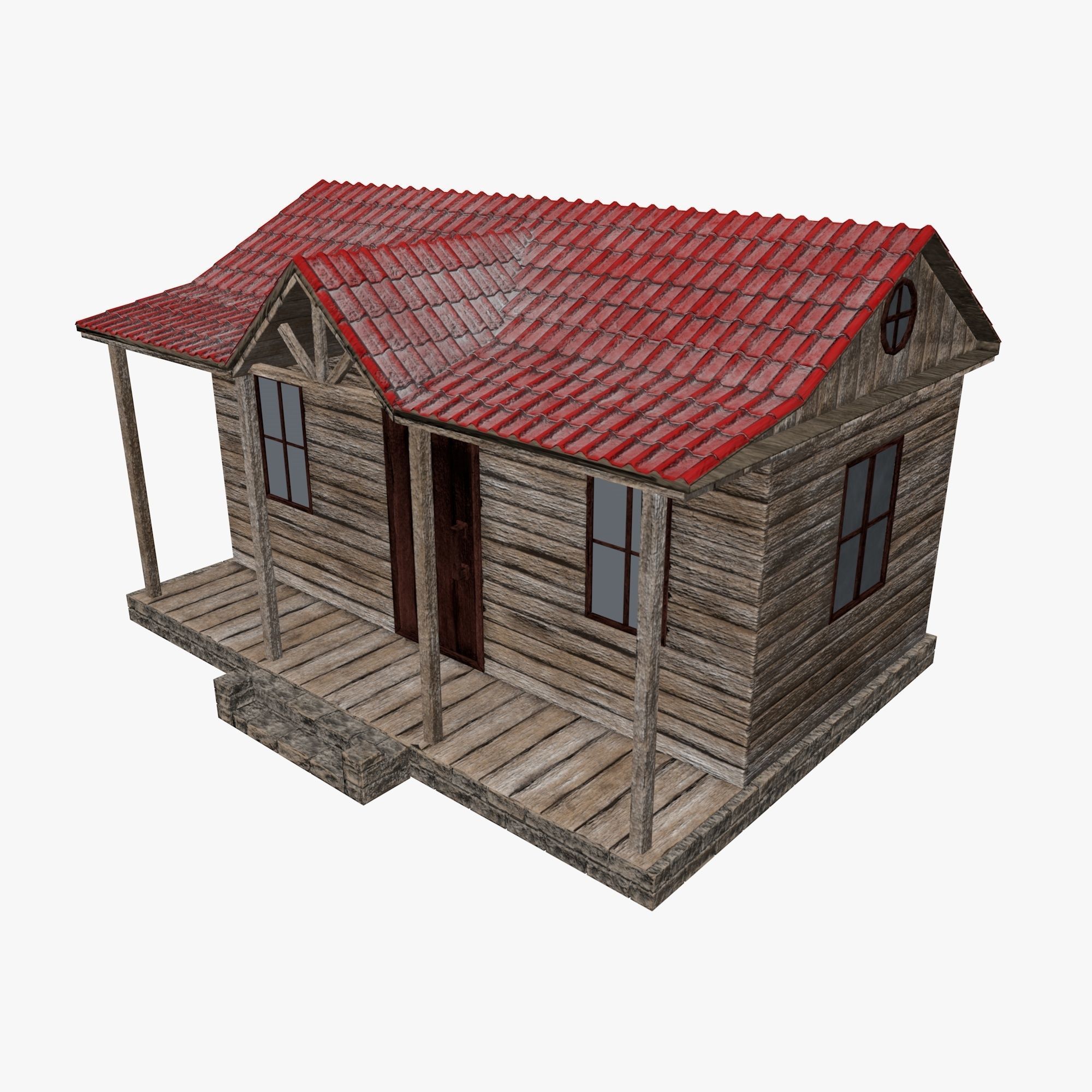 ranch house Low-poly 3D model_7