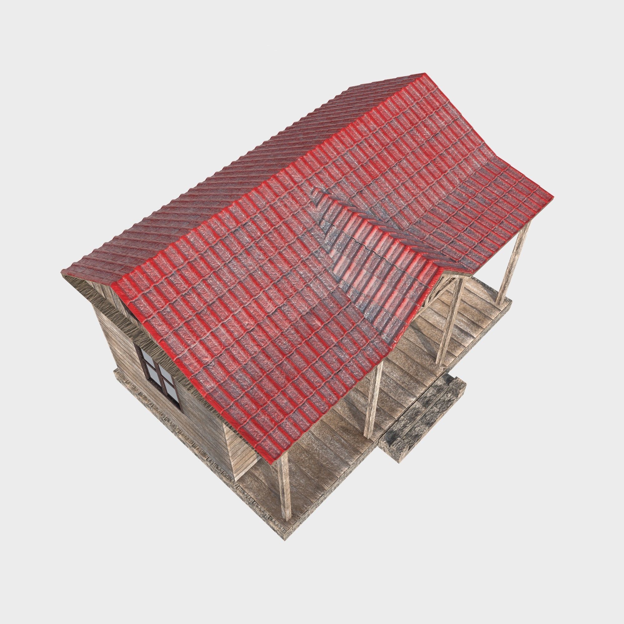 ranch house Low-poly 3D model_1