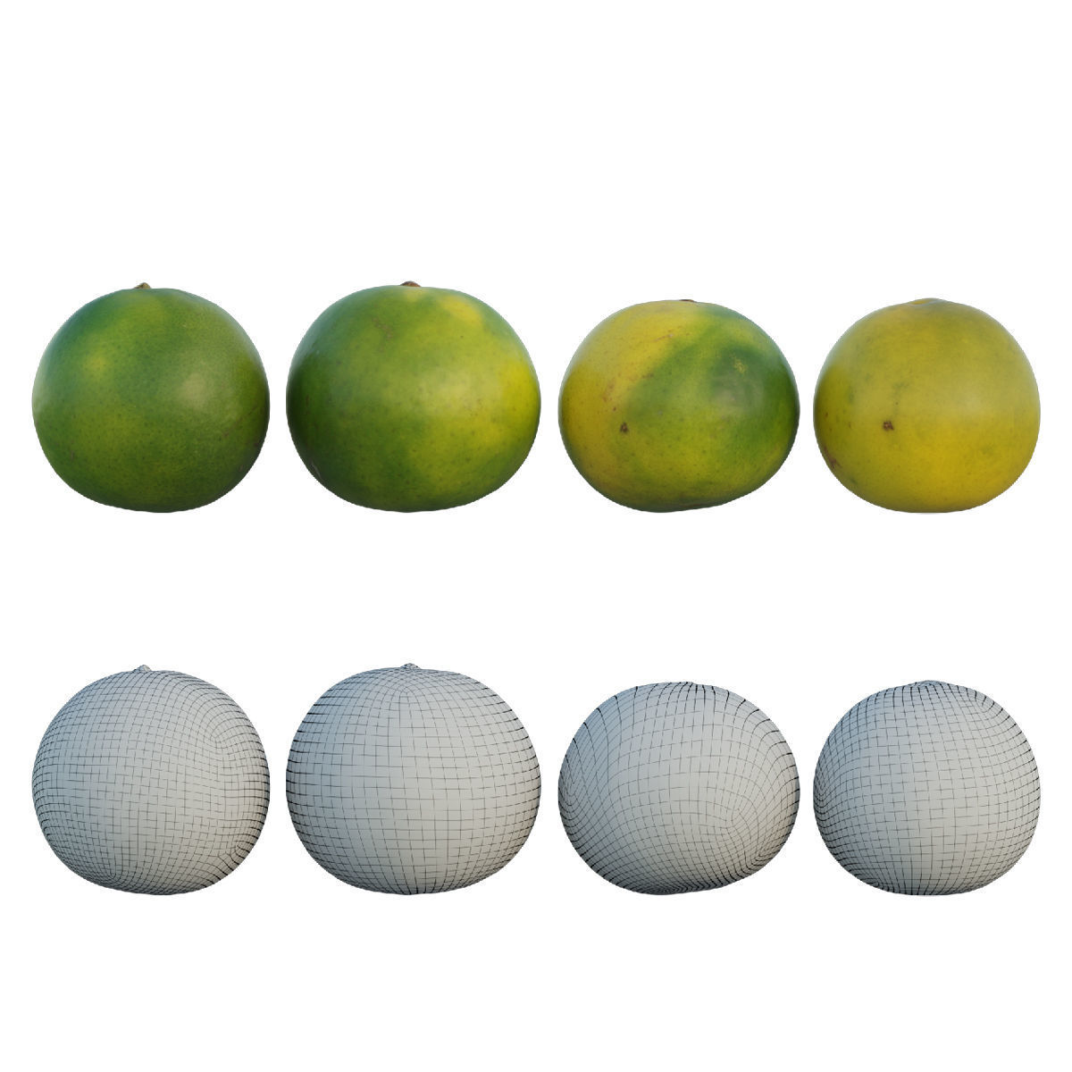 Mandarin four mangoes 3D model_1