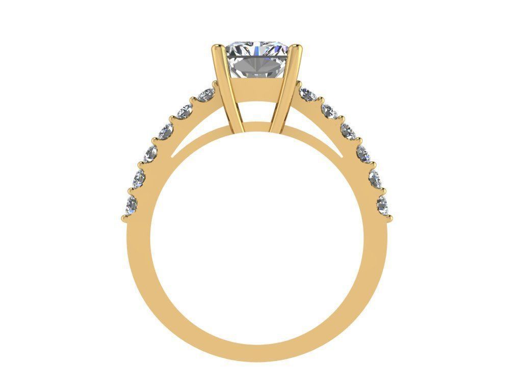 Ring360 princess cut diamond engagement ring gold 3D print model_2