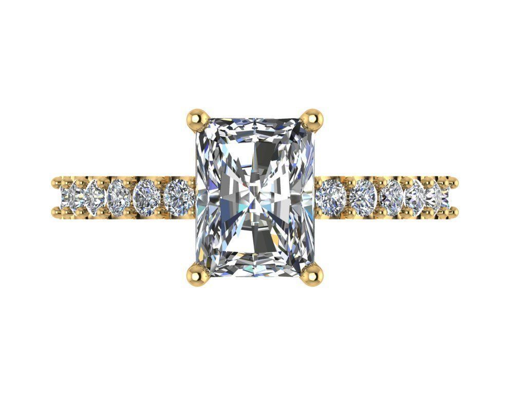 Ring360 princess cut diamond engagement ring gold 3D print model_1