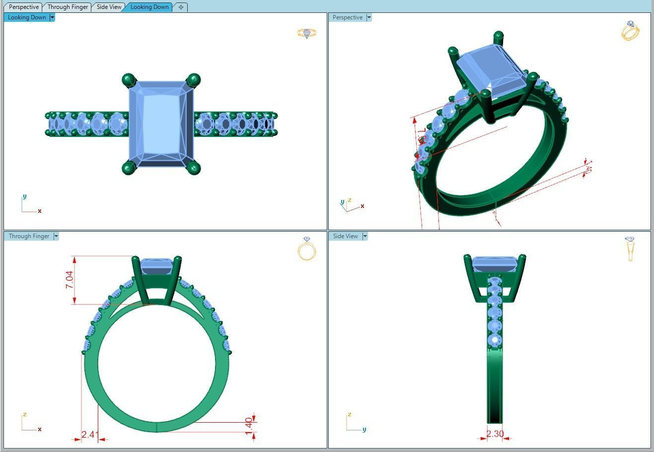 Ring360 princess cut diamond engagement ring gold 3D print model_5