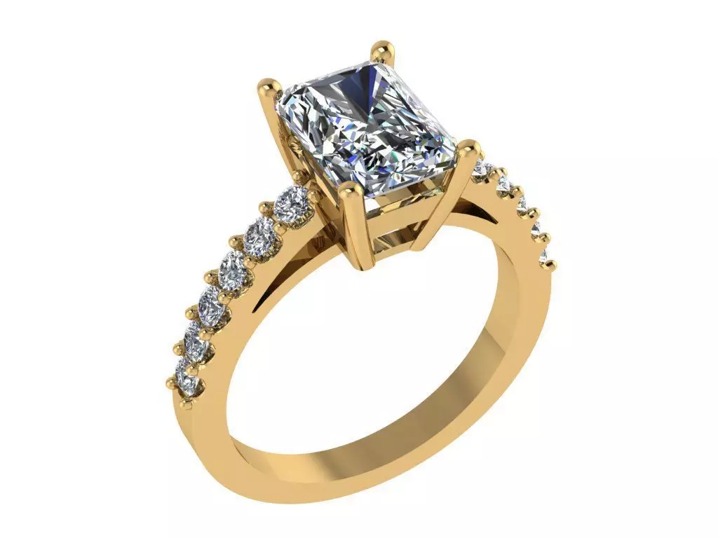 Ring360 princess cut diamond engagement ring gold 3D print model_0