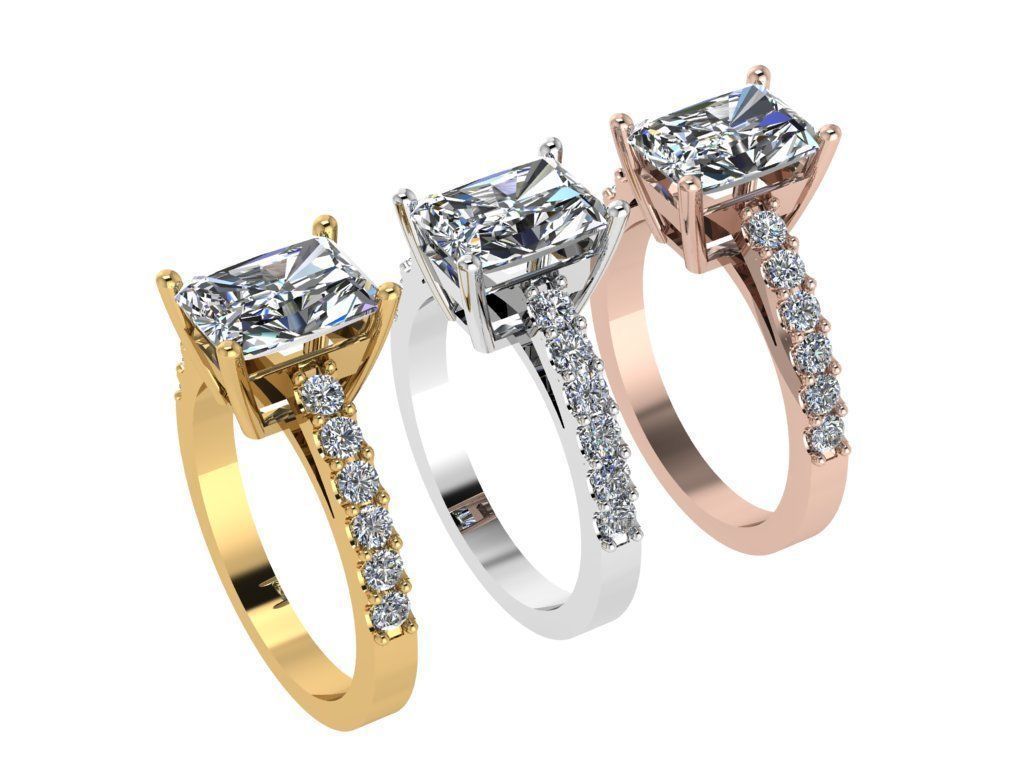 Ring360 princess cut diamond engagement ring gold 3D print model_4
