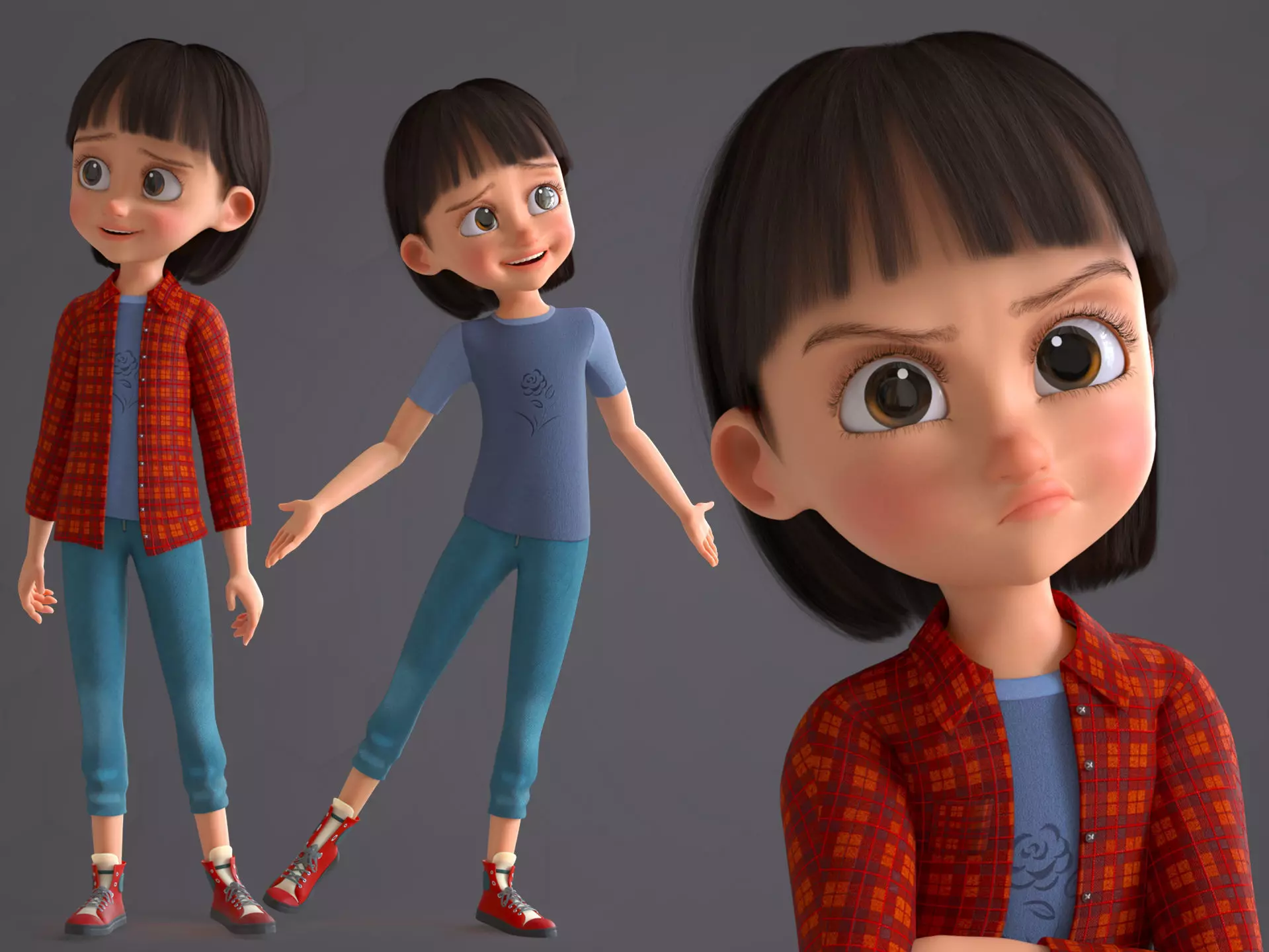 Cartoon Cute Girl 2 3D model