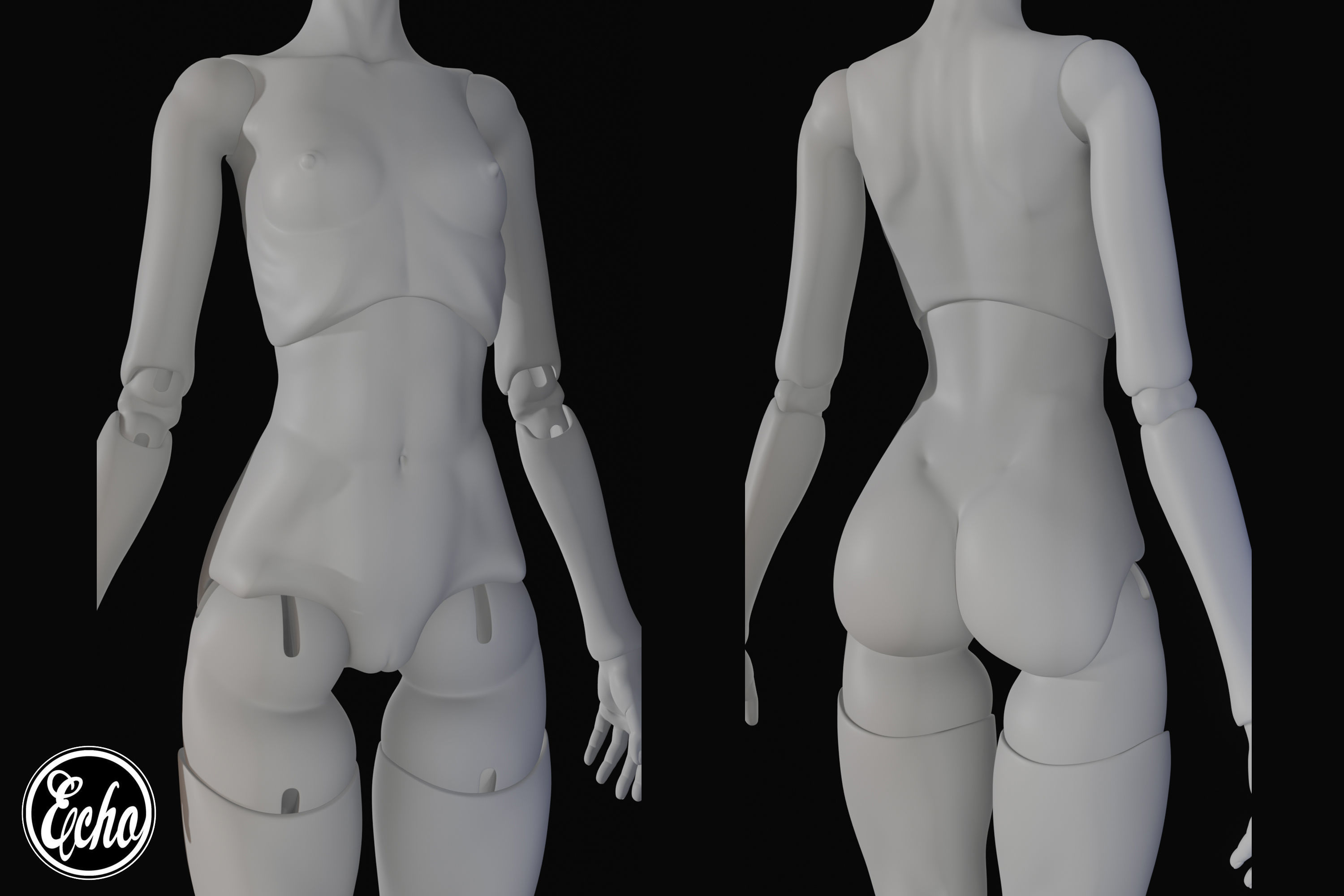 anatomical doll BJD 30mm 3D print model 3D model_4