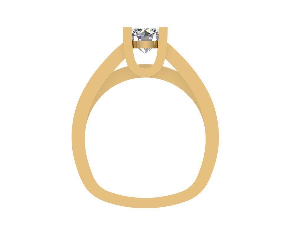 Ring362 gold engagement ring with diamond in center 3D print model_2