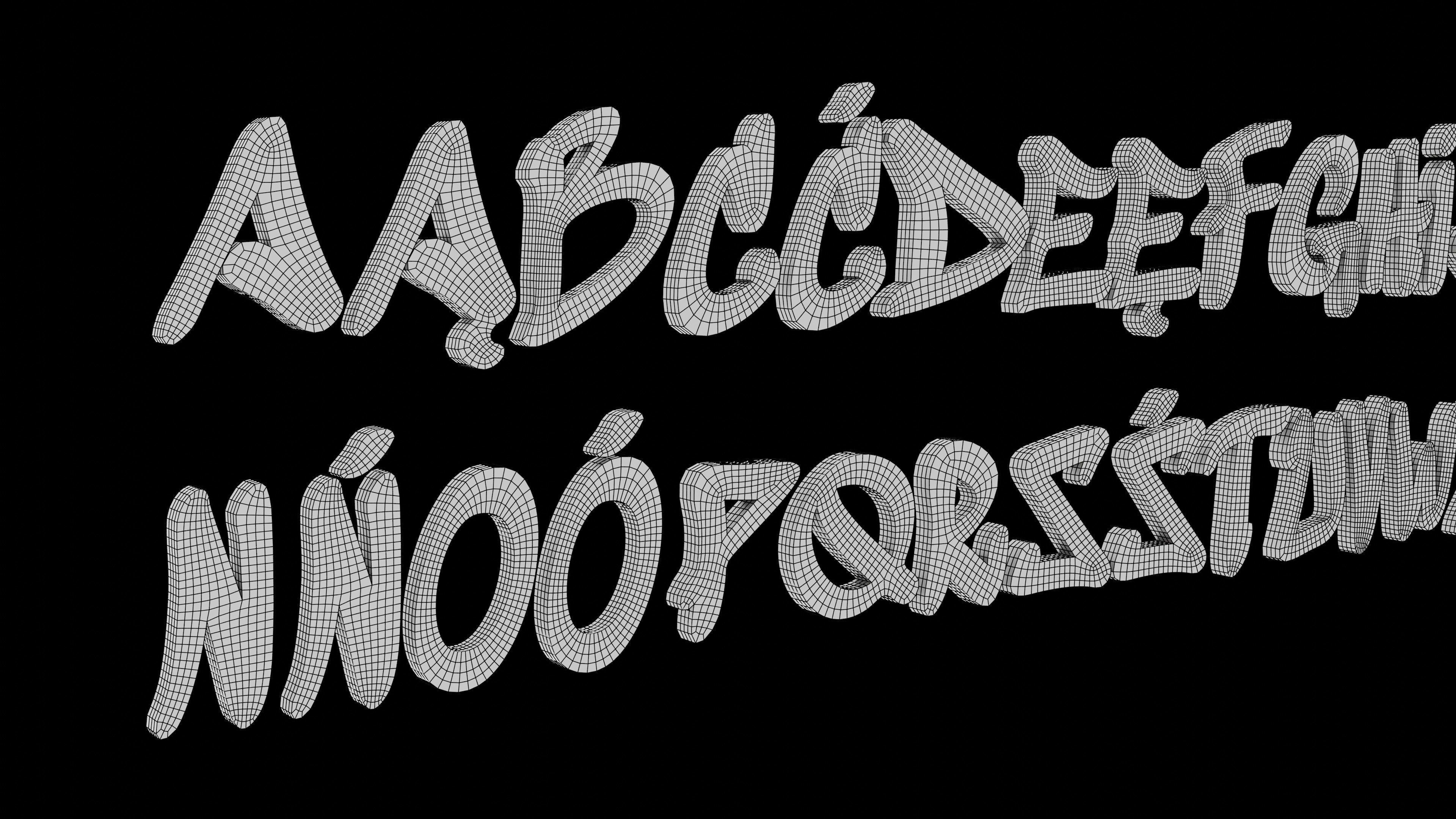 Sedgwick Ave Display font - quad topology  3D model_1