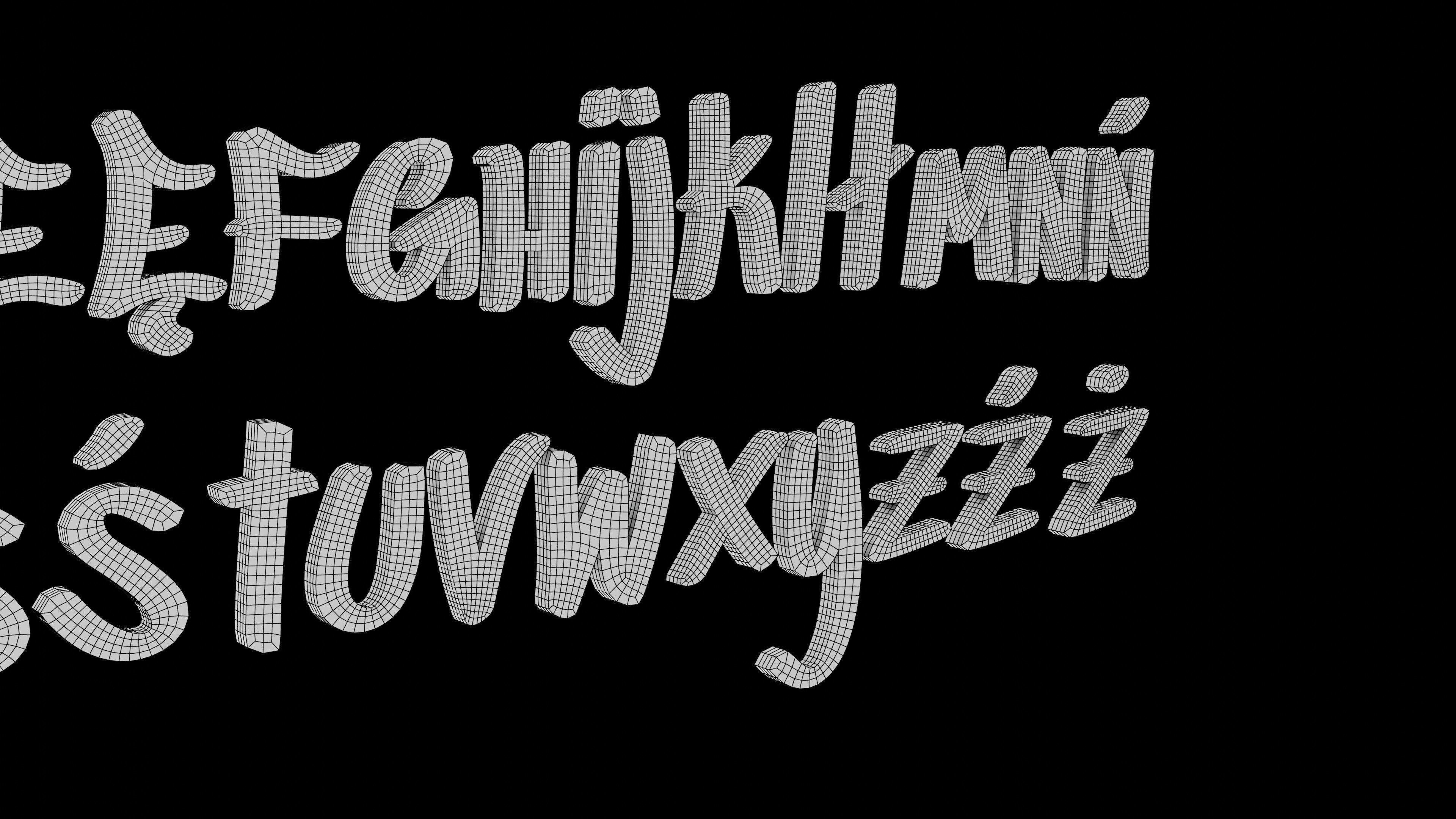 Sedgwick Ave Display font - quad topology  3D model_4