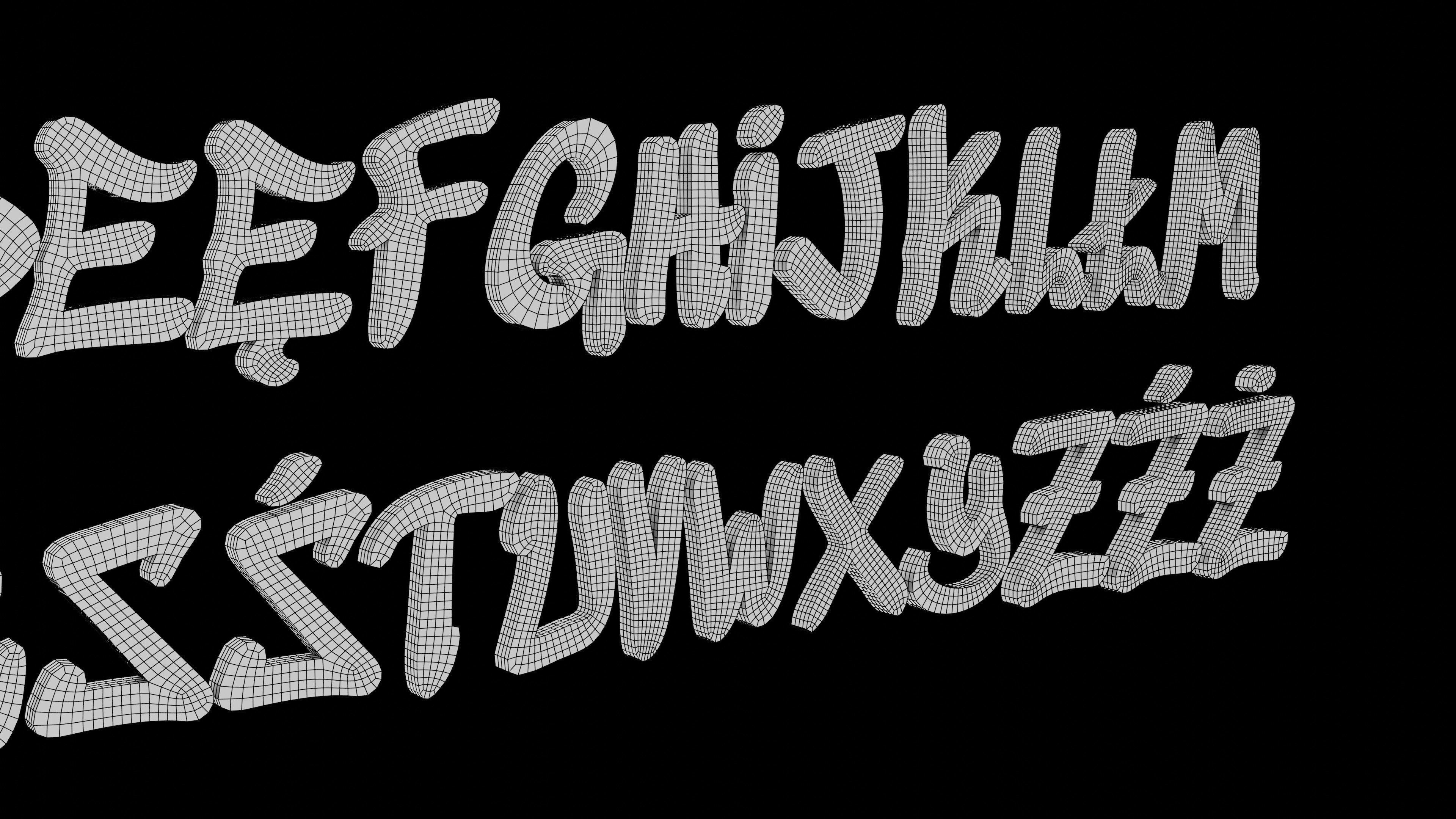 Sedgwick Ave Display font - quad topology  3D model_2