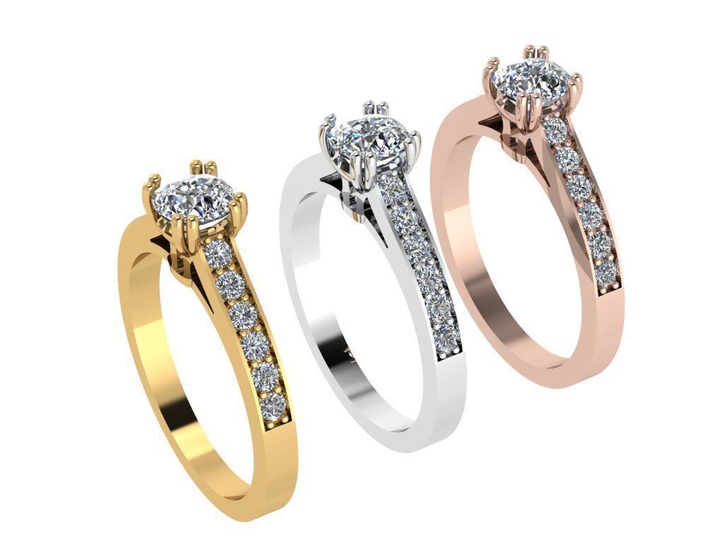 Ring363 diamond engagement ring gold 3D print model_4