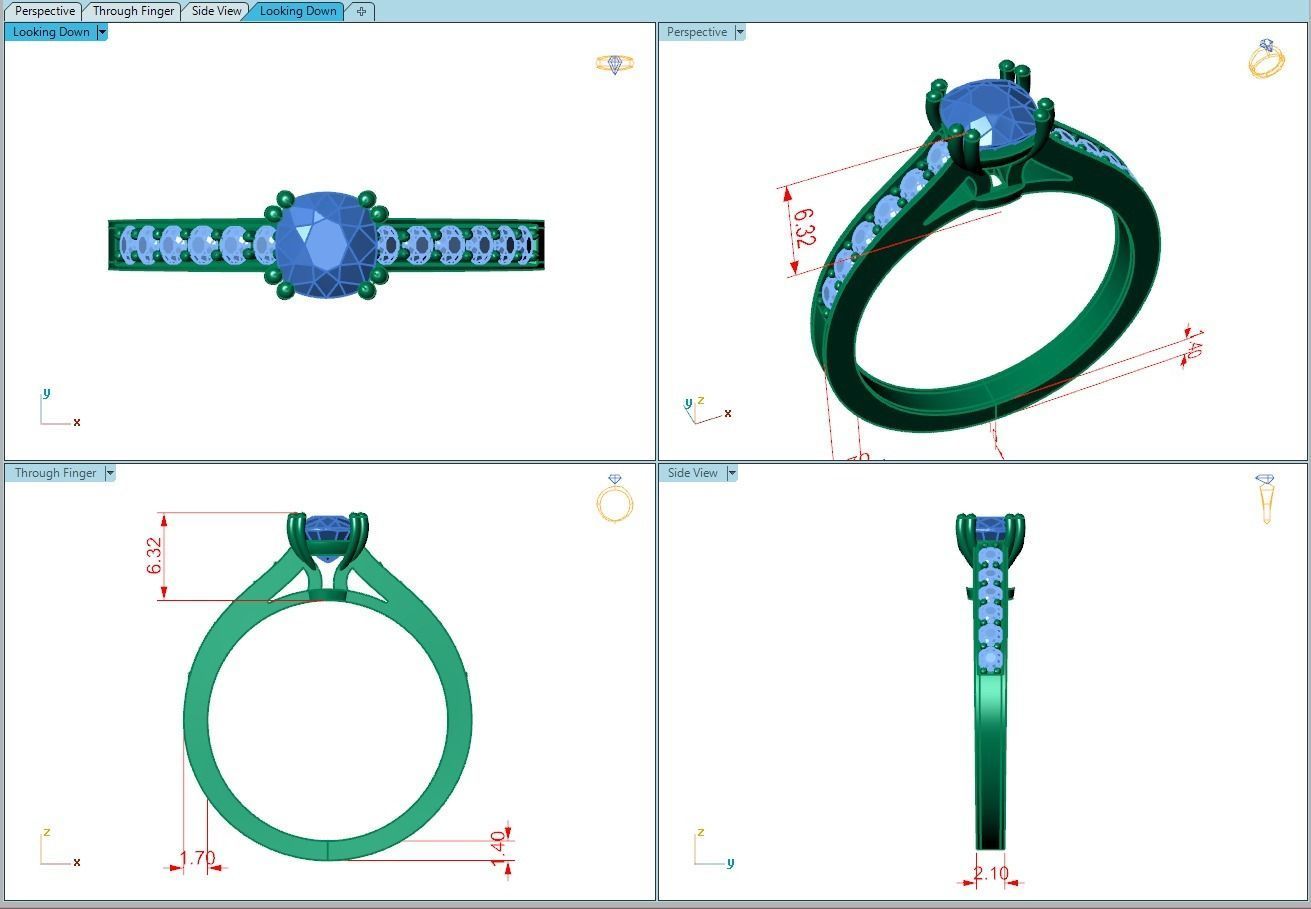 Ring363 diamond engagement ring gold 3D print model_5