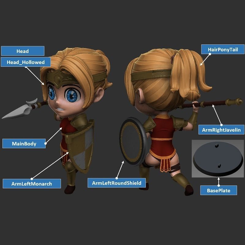 Diablo 2 Amazon Chibi Nendoroid style Figurine 3D Print STLs 3D print model_6