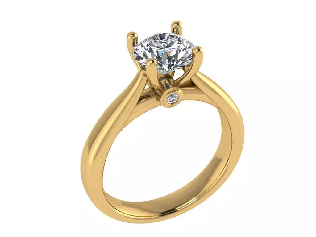 Ring364 solitaire engagement ring gold 3D print model_0
