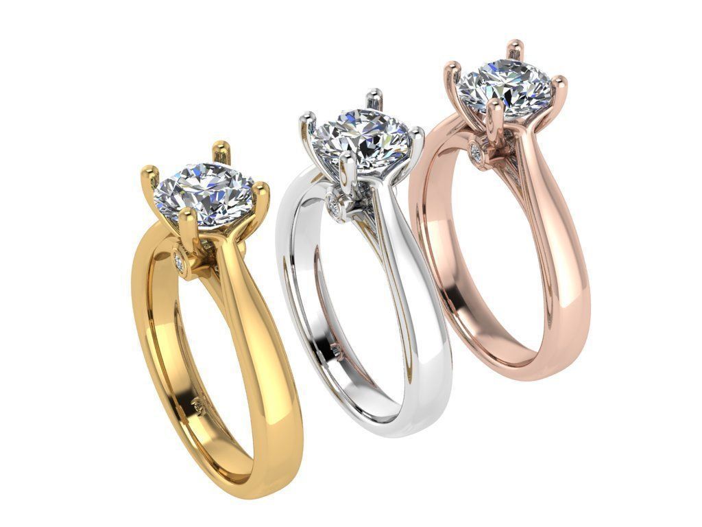 Ring364 solitaire engagement ring gold 3D print model_4