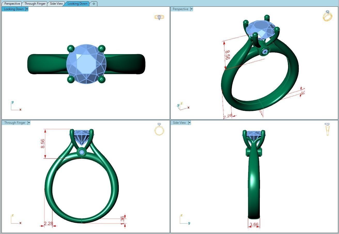 Ring364 solitaire engagement ring gold 3D print model_5