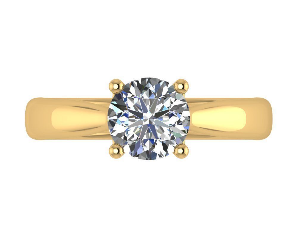 Ring364 solitaire engagement ring gold 3D print model_1