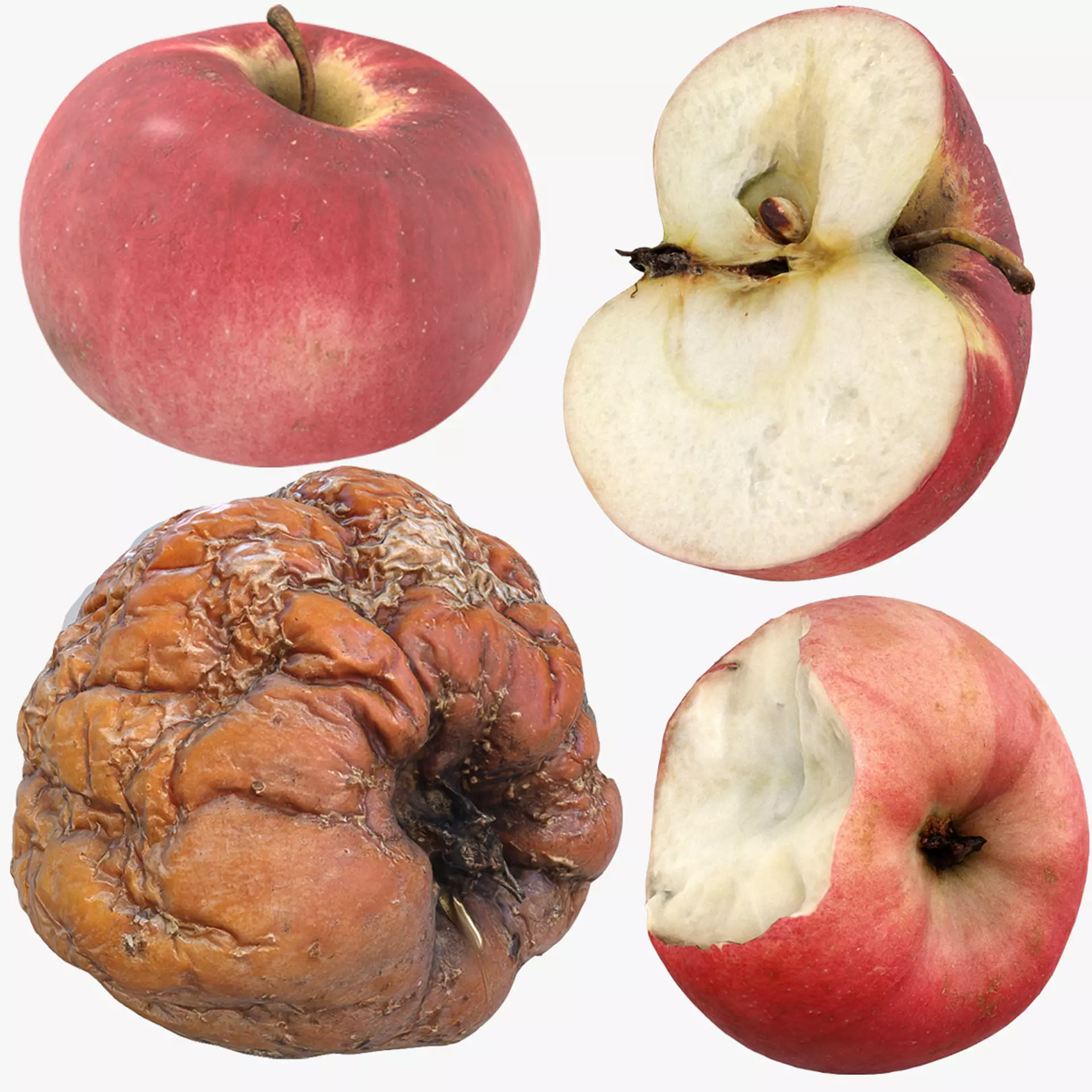 3D Apples set apple with hole in it Low-poly 3D model_9