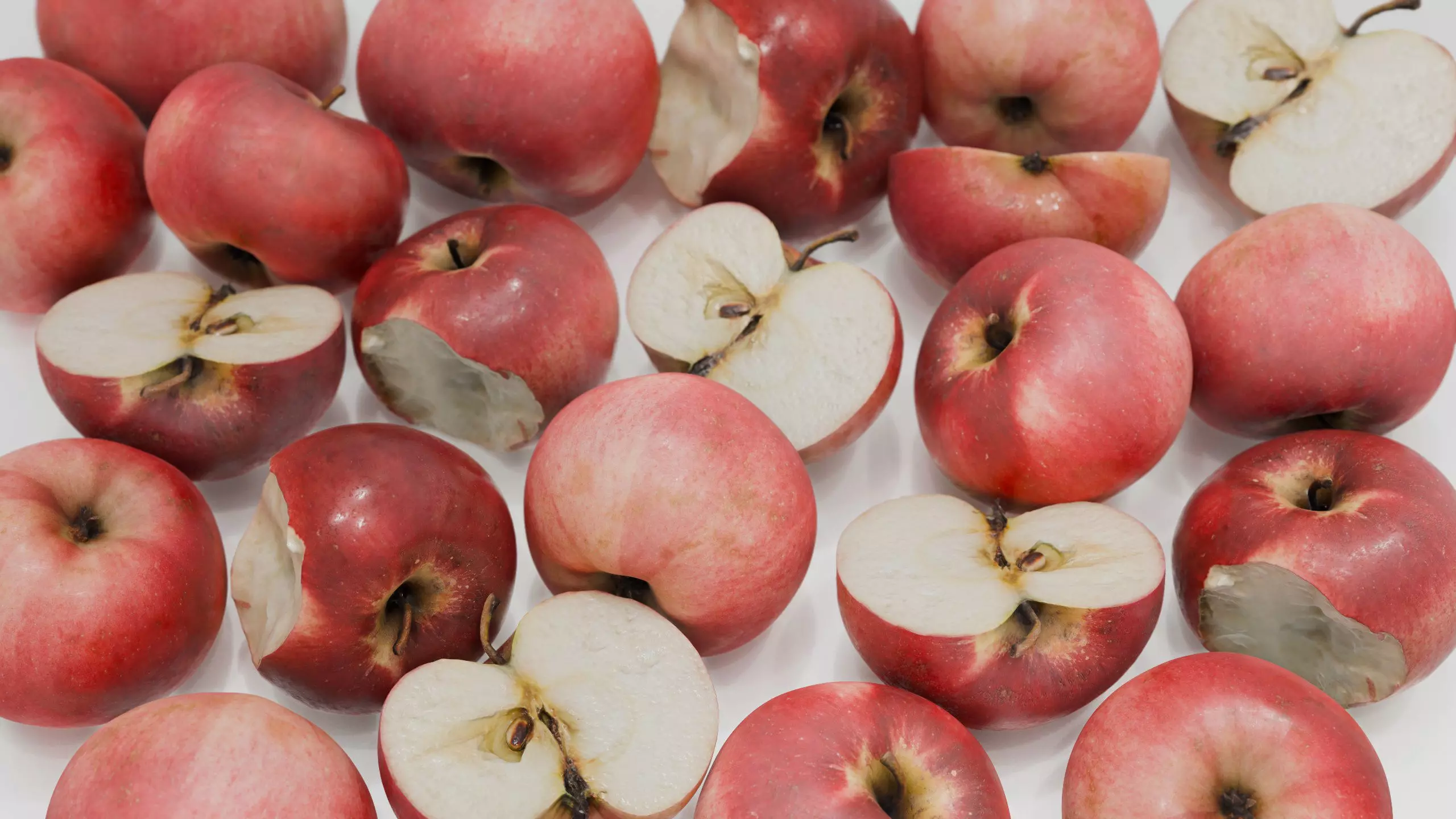 3D Apples set apple with hole in it Low-poly 3D model_7