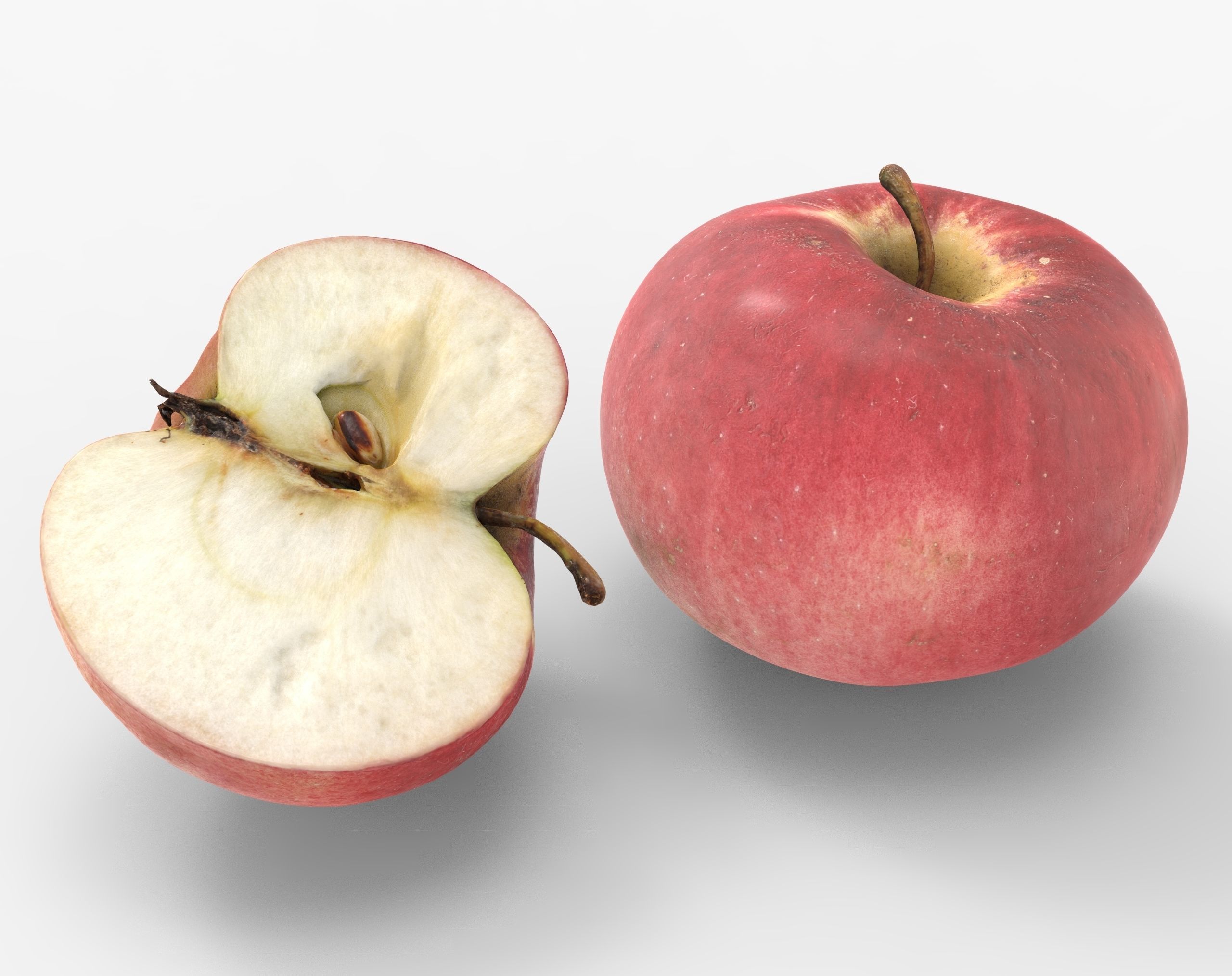 3D Apples set apple with hole in it Low-poly 3D model_10