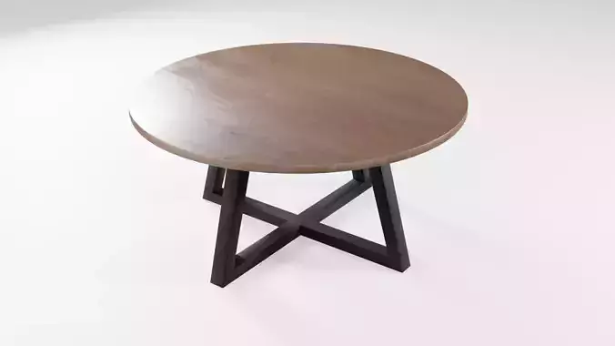 Modern loft Dinning table wooden metal id1 Low-poly 3D model