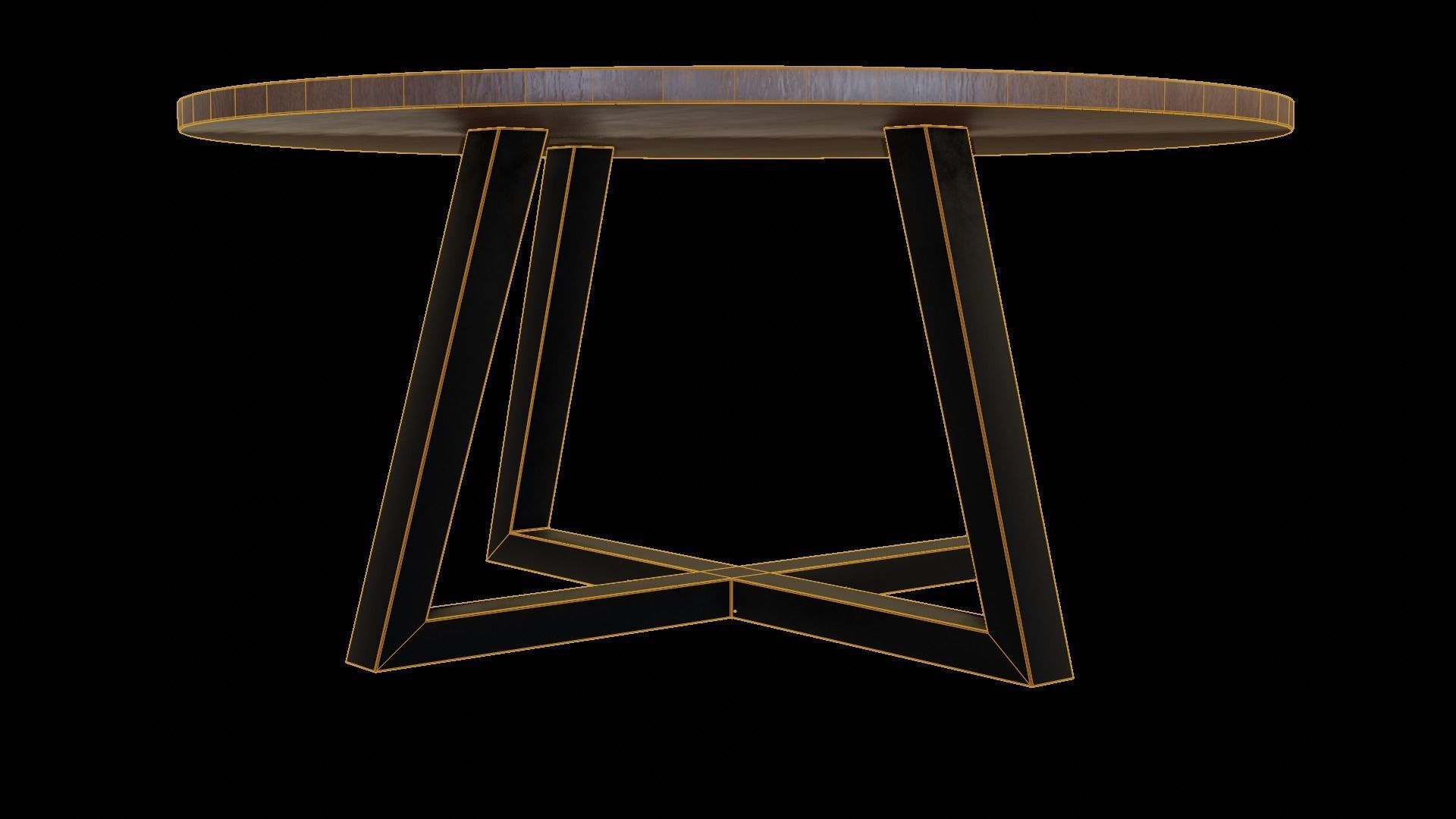 Modern loft Dinning table wooden metal id1 Low-poly 3D model_7