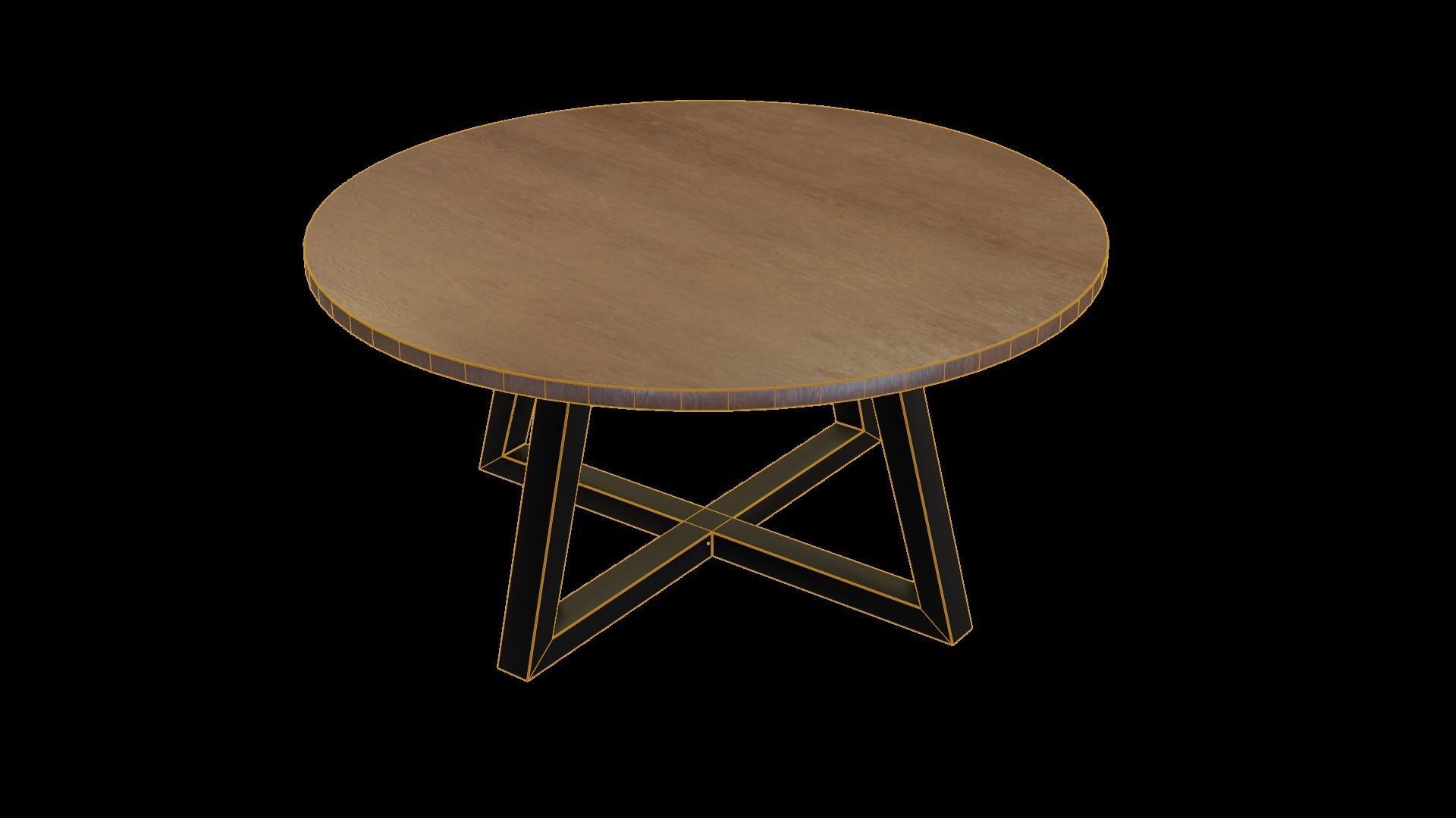 Modern loft Dinning table wooden metal id1 Low-poly 3D model_1