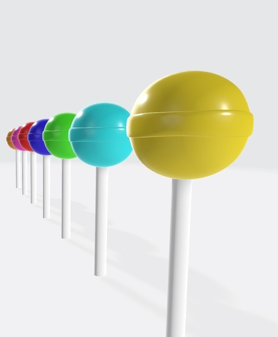 Lollipops five spheres on stick Low-poly 3D model_1
