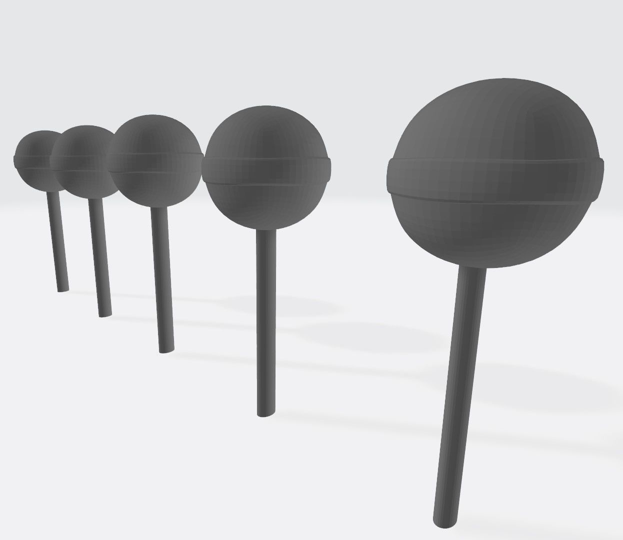 Lollipops five spheres on stick Low-poly 3D model_4