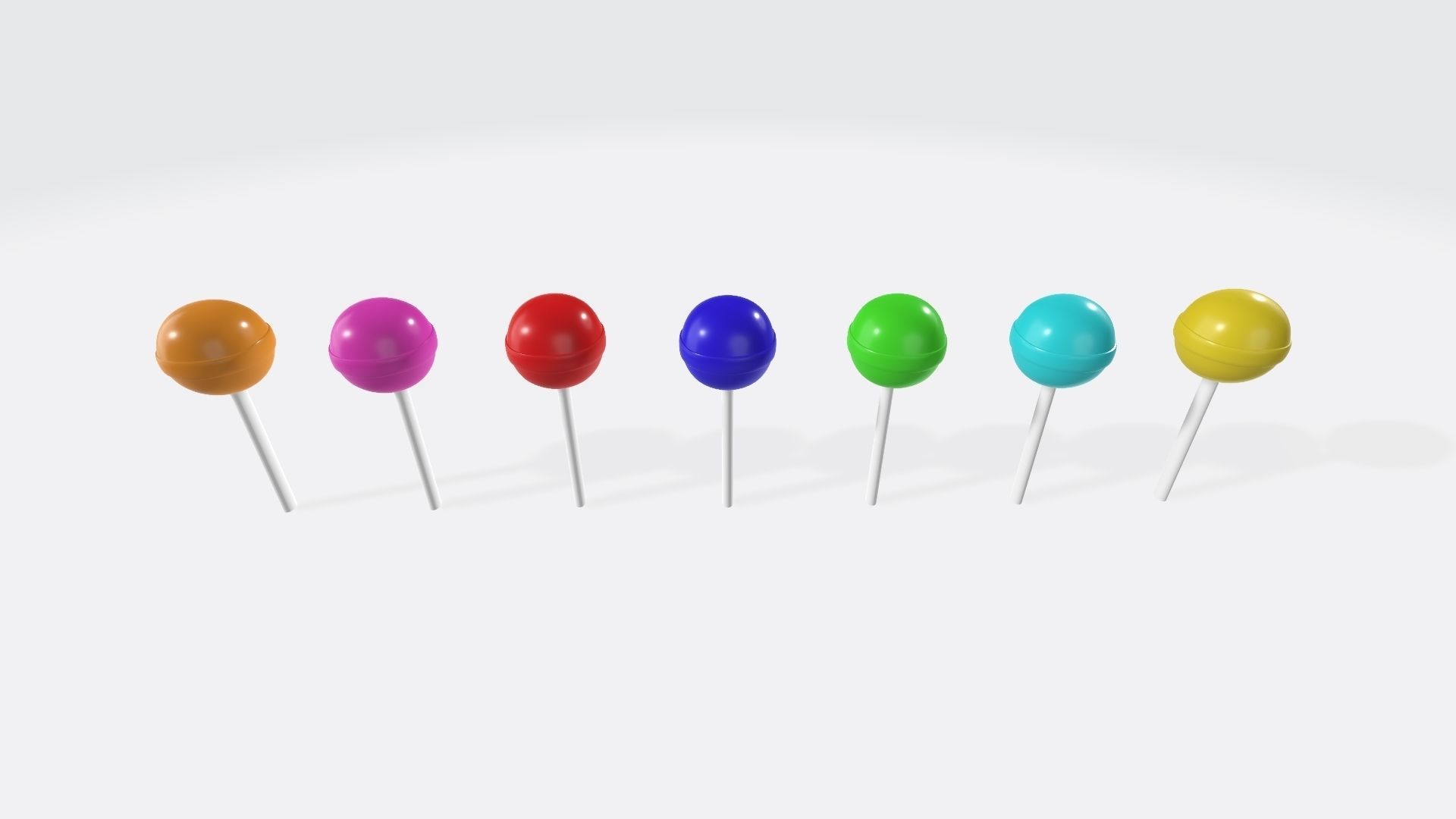 Lollipops five spheres on stick Low-poly 3D model_3