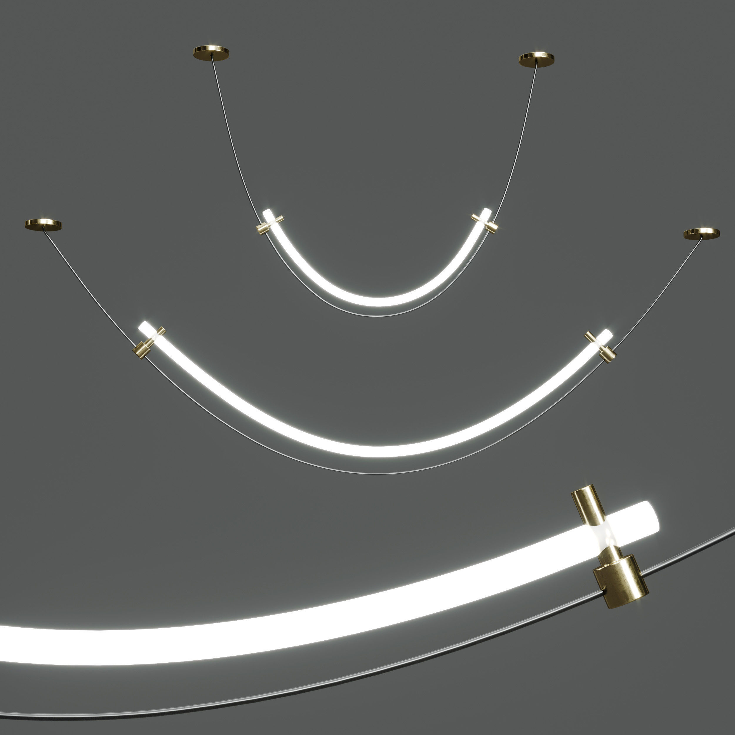 RILDA light fixture with three metal rods Low-poly 3D model_1