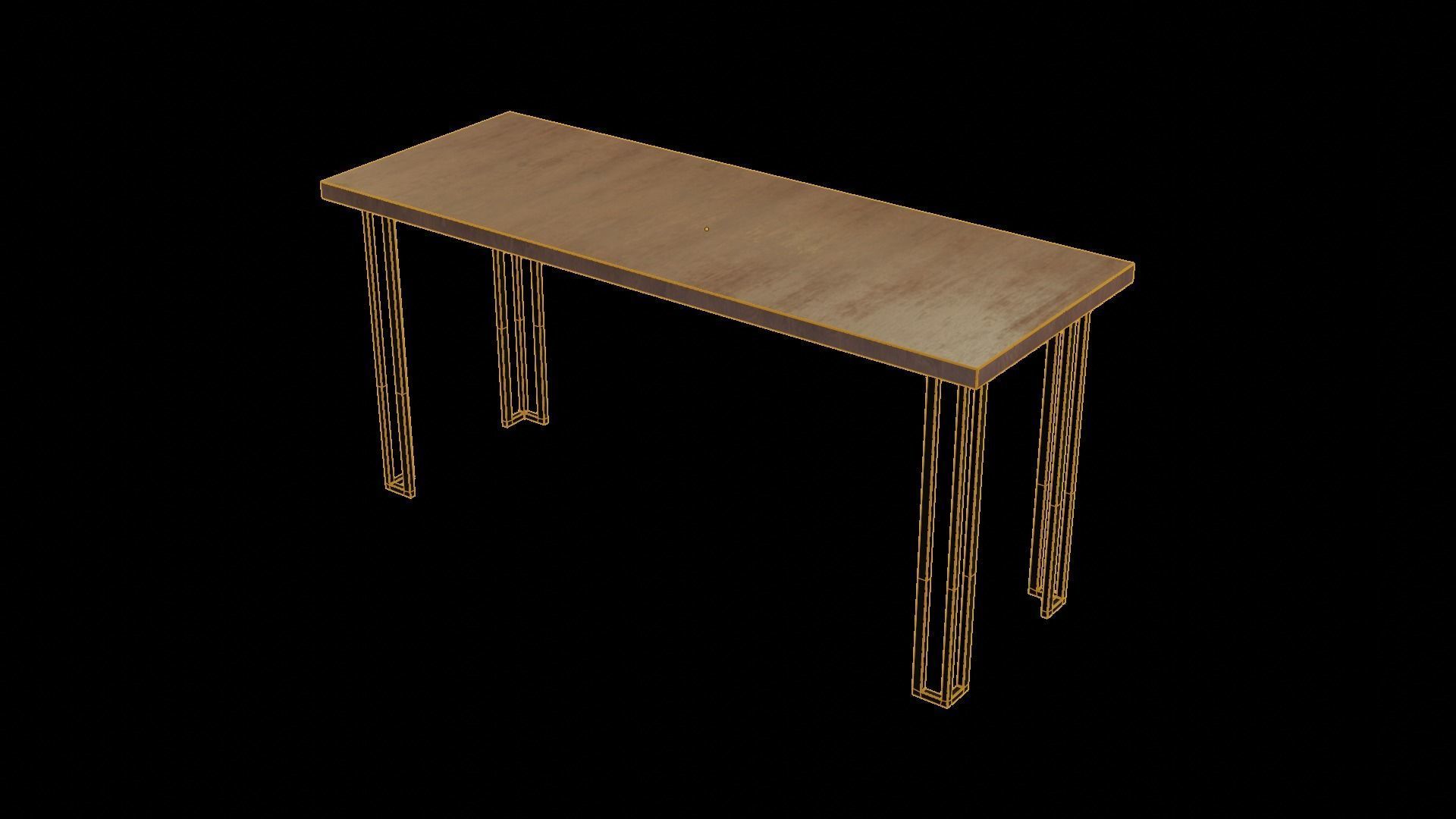 Modern loft Dinning table wooden metal id3 Low-poly 3D model_1