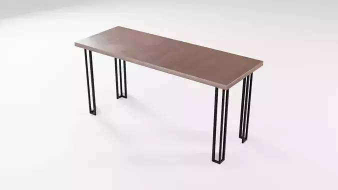 Modern loft Dinning table wooden metal id3 Low-poly 3D model
