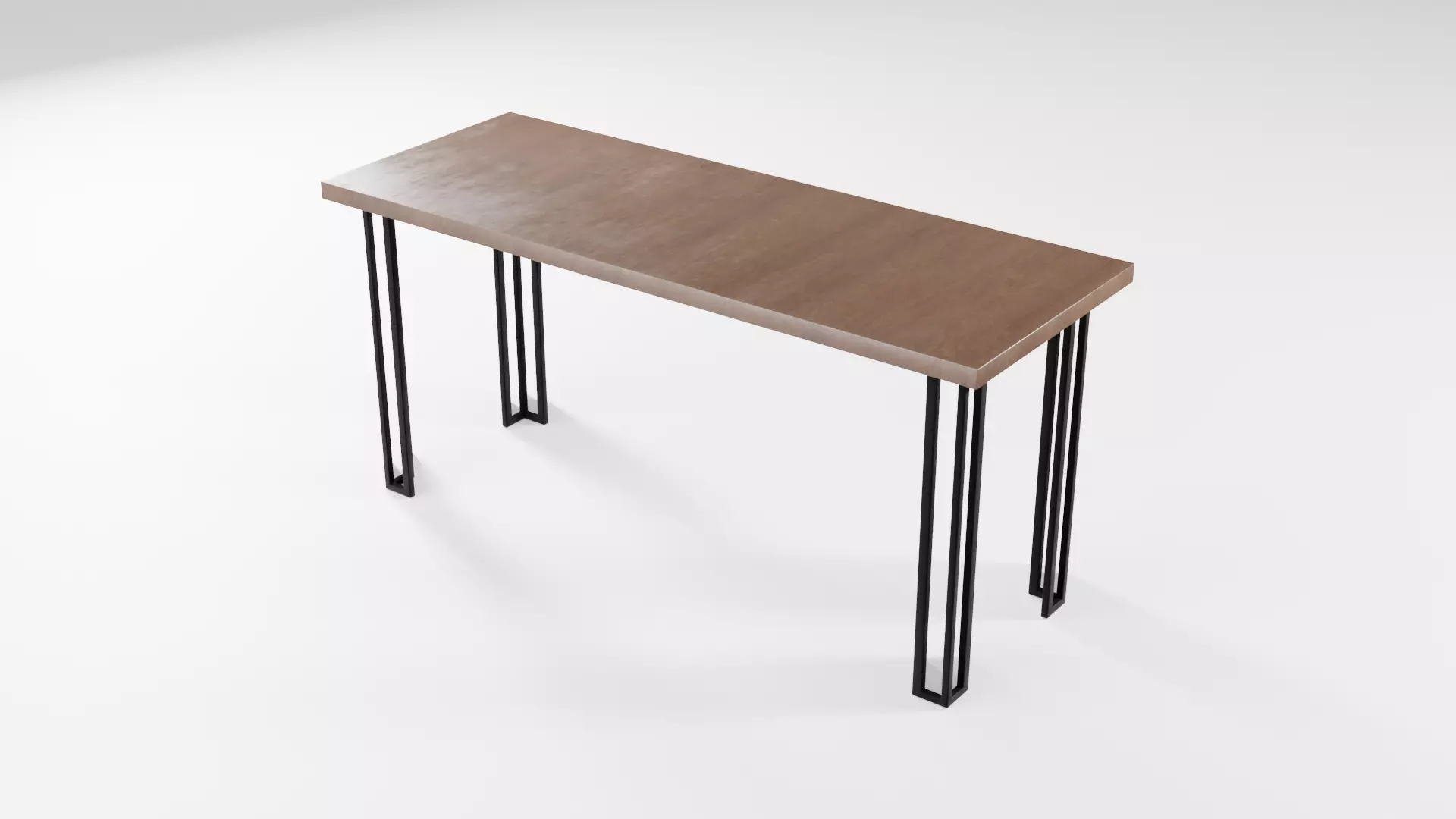 Modern loft Dinning table wooden metal id3 Low-poly 3D model_0